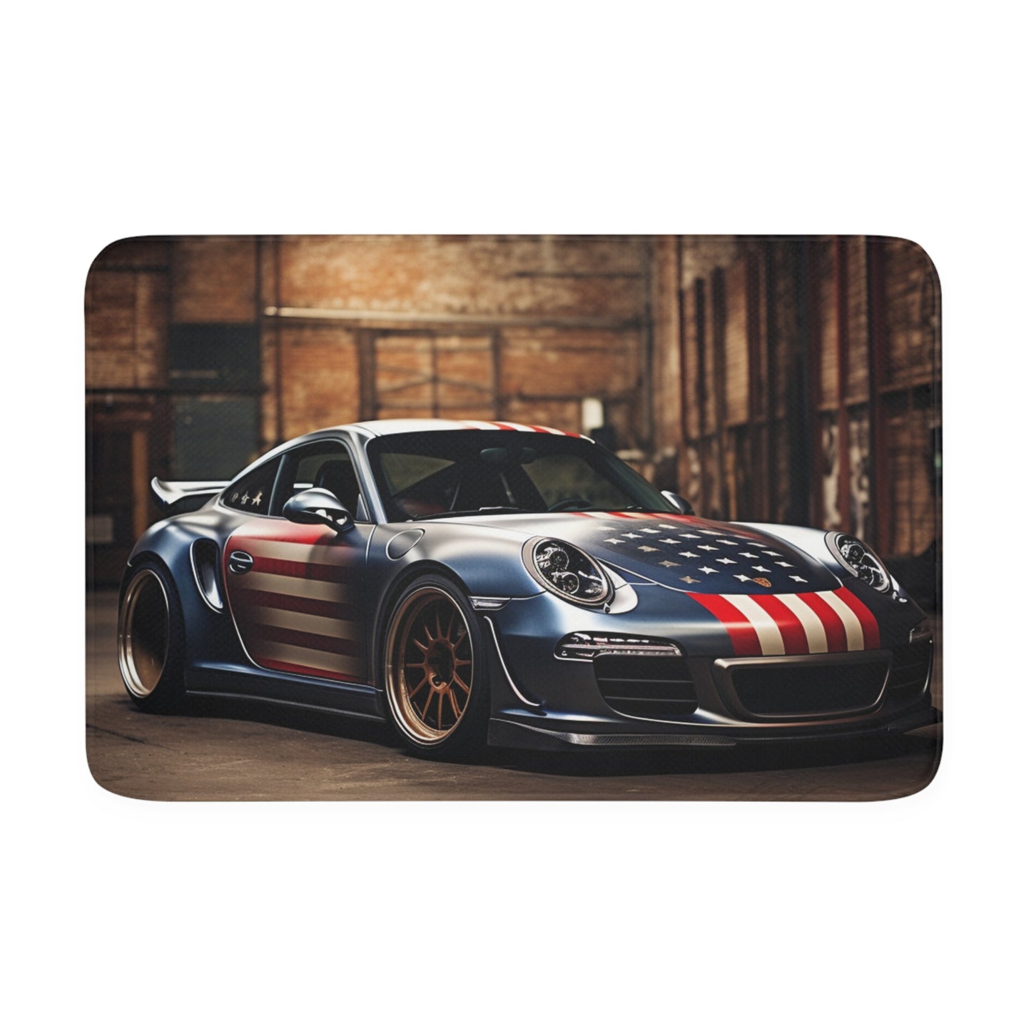 Memory Foam Bath Mat American Flag Porsche 1