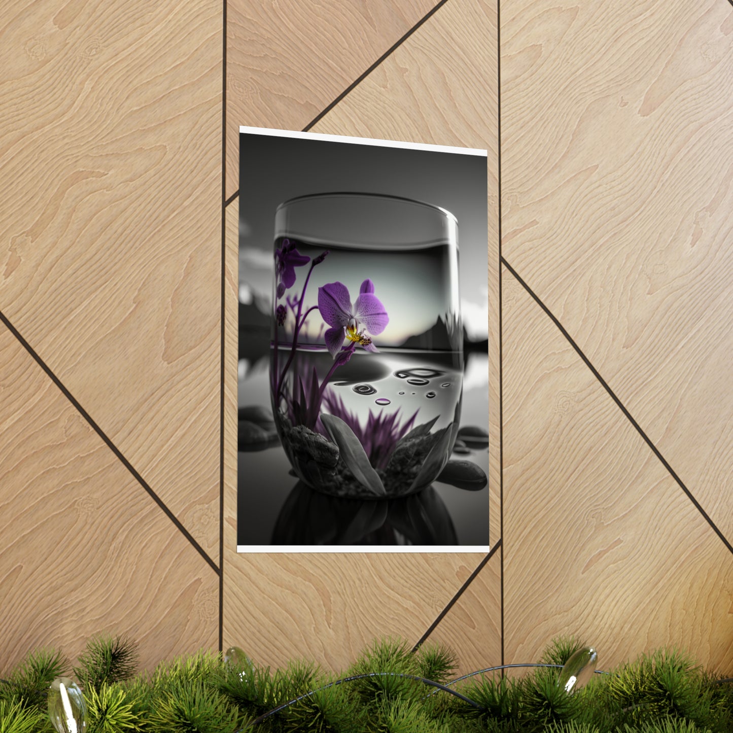 Premium Matte Vertical Posters Purple Orchid Glass vase 2