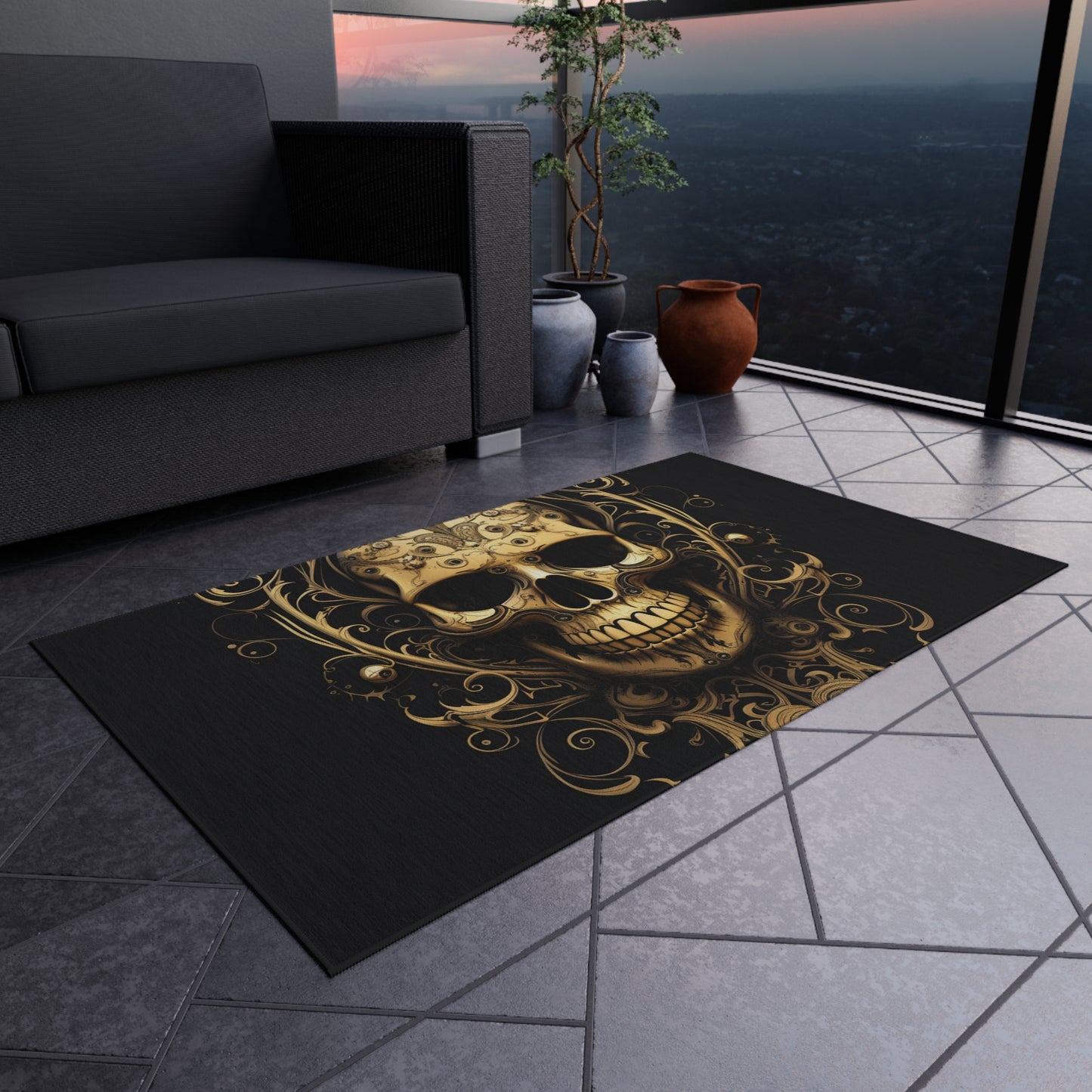 Outdoor Rug  Skull Treble Clef 3