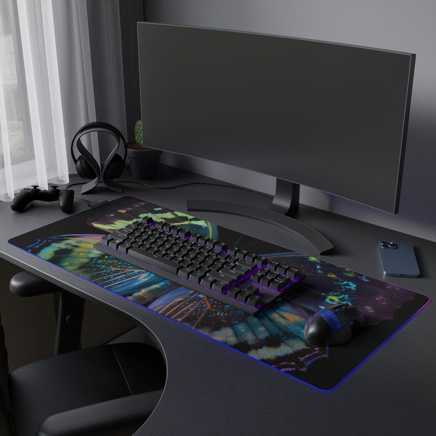 LED Gaming Mouse Pad Neon Butterfly Flair 4