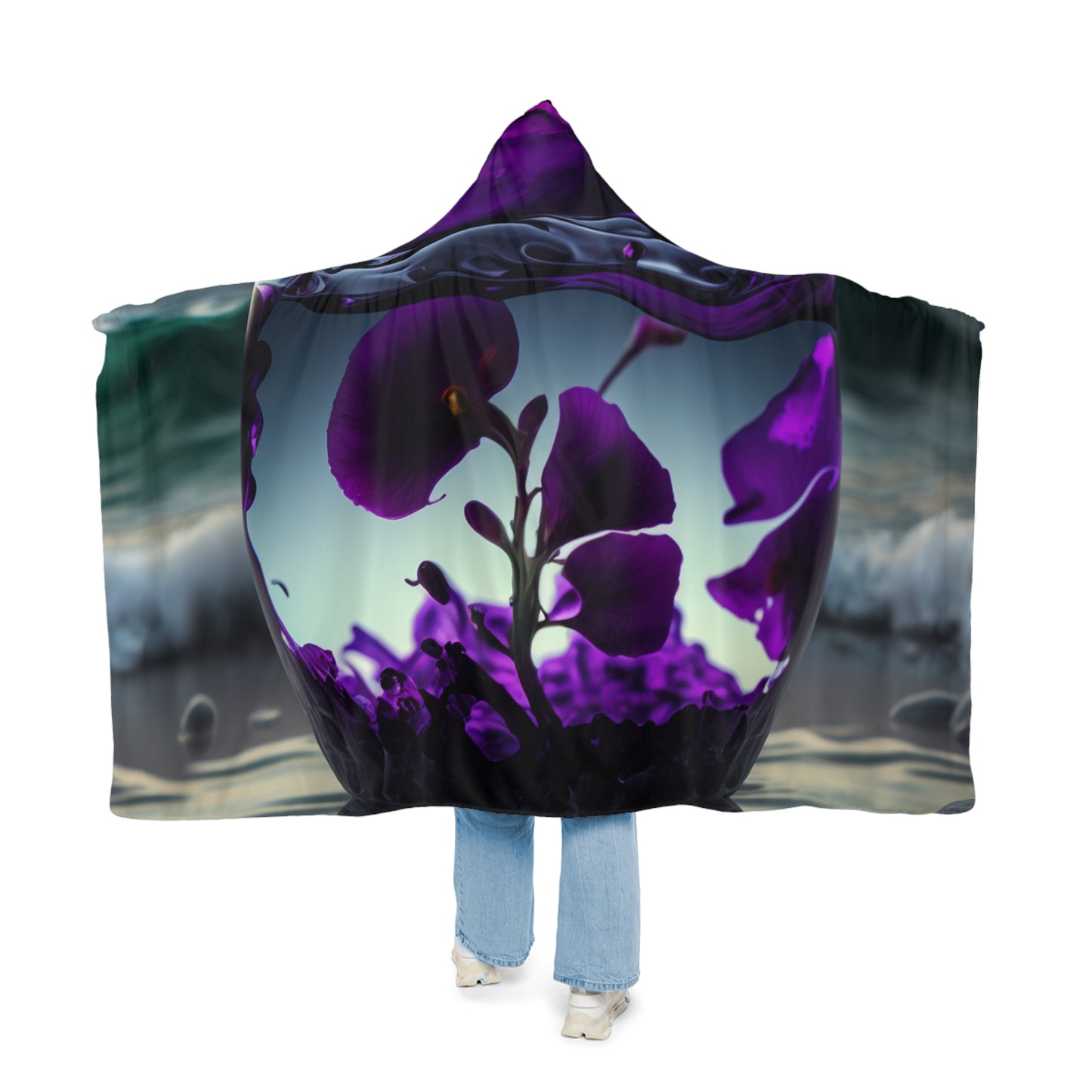 Snuggle Hooded Blanket Purple Sweet pea in a vase 4