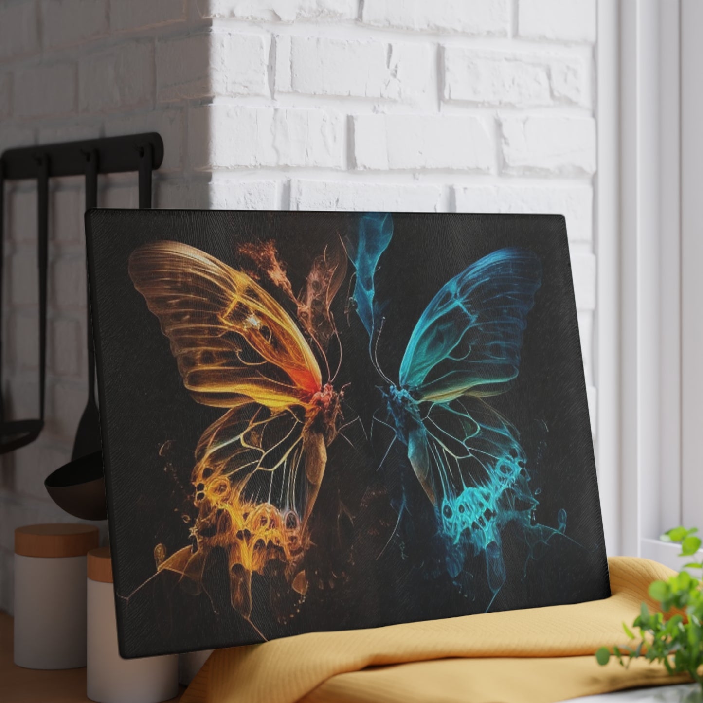 Glass Cutting Board Kiss Neon Butterfly 3