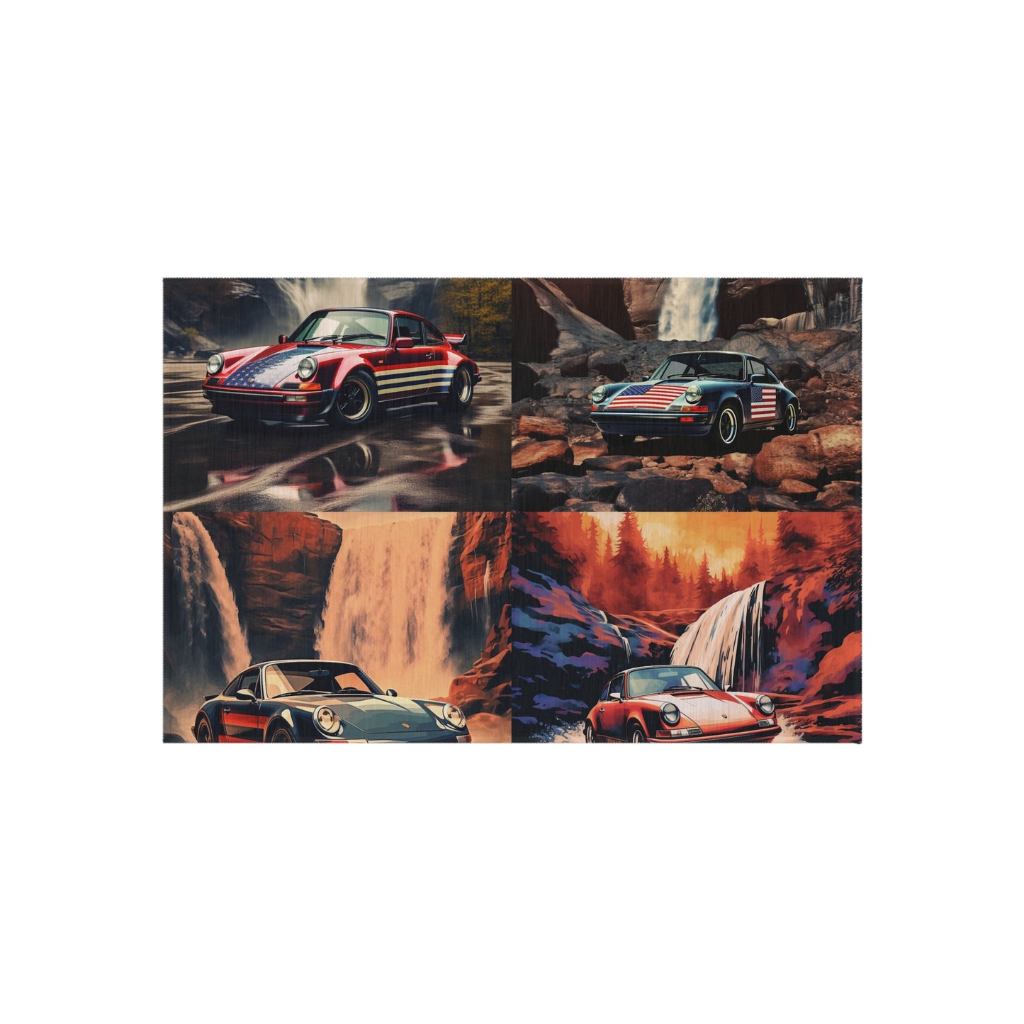 Outdoor Rug  American Flag Porsche Abstract 5