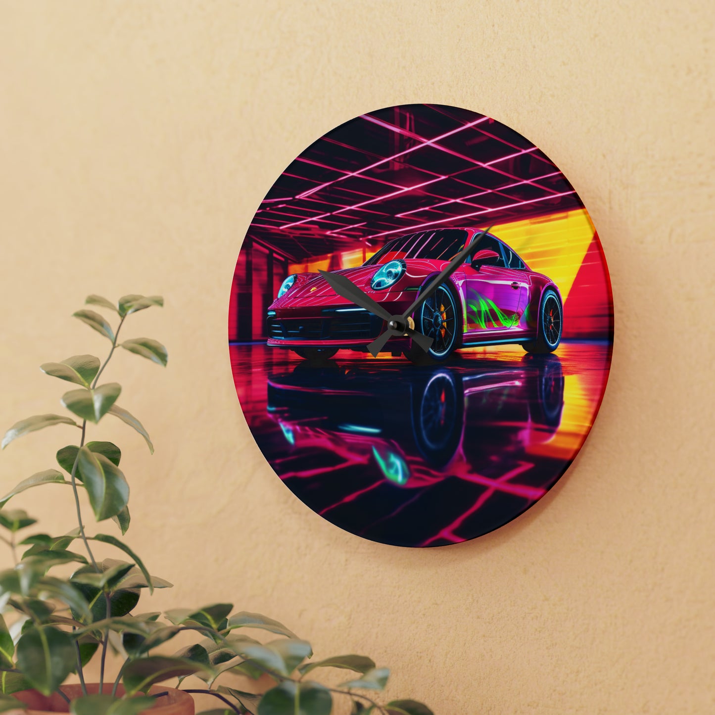 Acrylic Wall Clock Macro Porsche 3