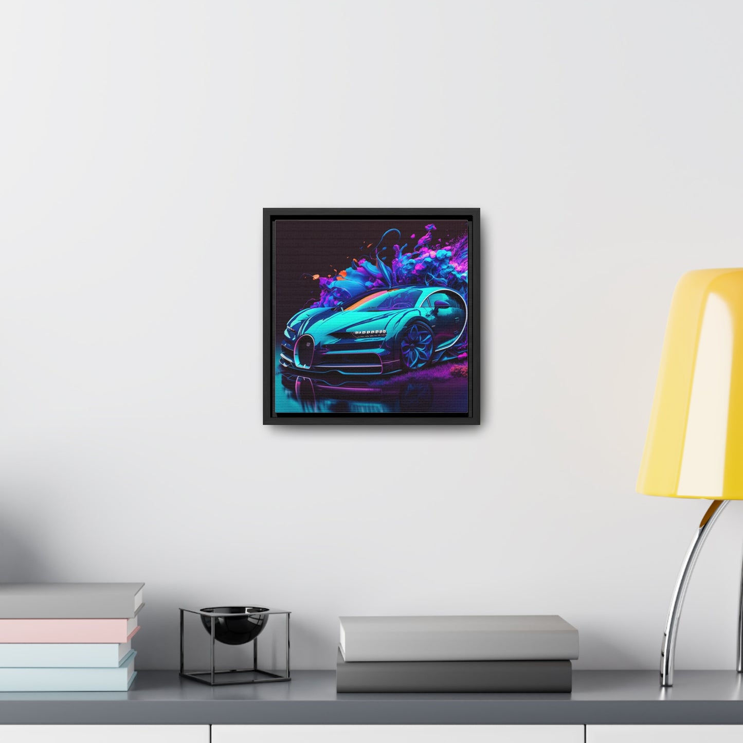 Gallery Canvas Wraps, Square Frame Bugatti Neon Chiron 3