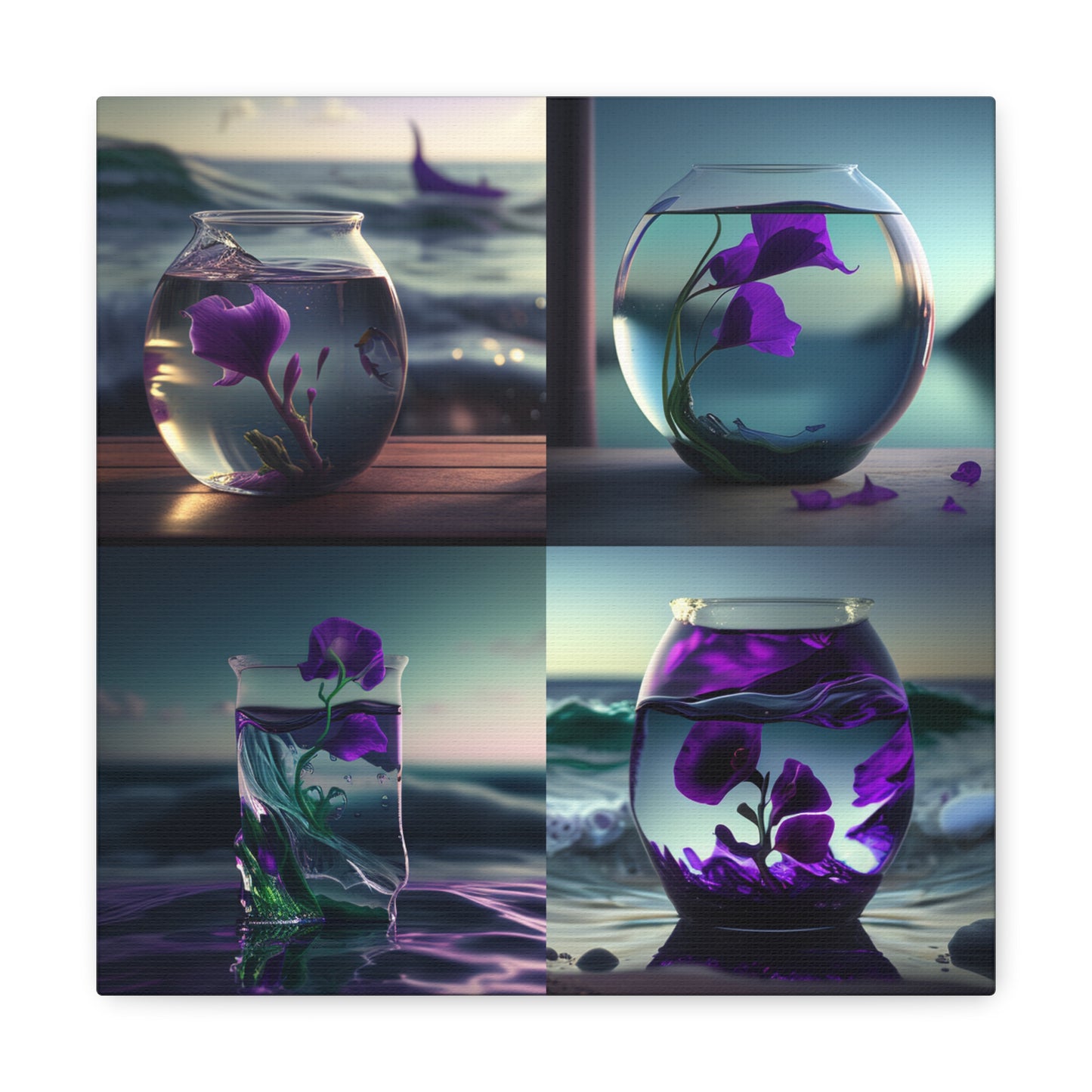 Canvas Gallery Wraps Purple Sweet pea in a vase 5