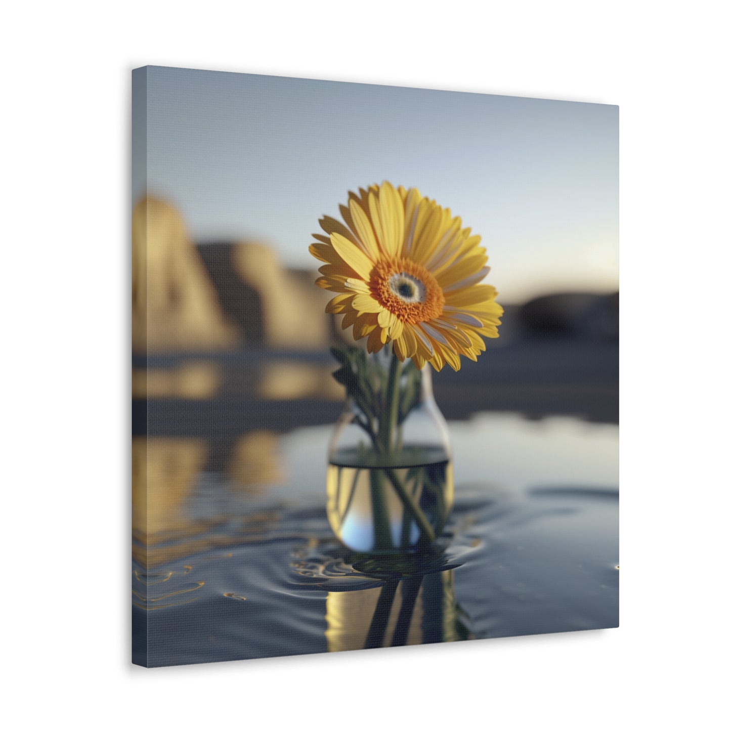 Canvas Gallery Wraps yello Gerbera glass 4