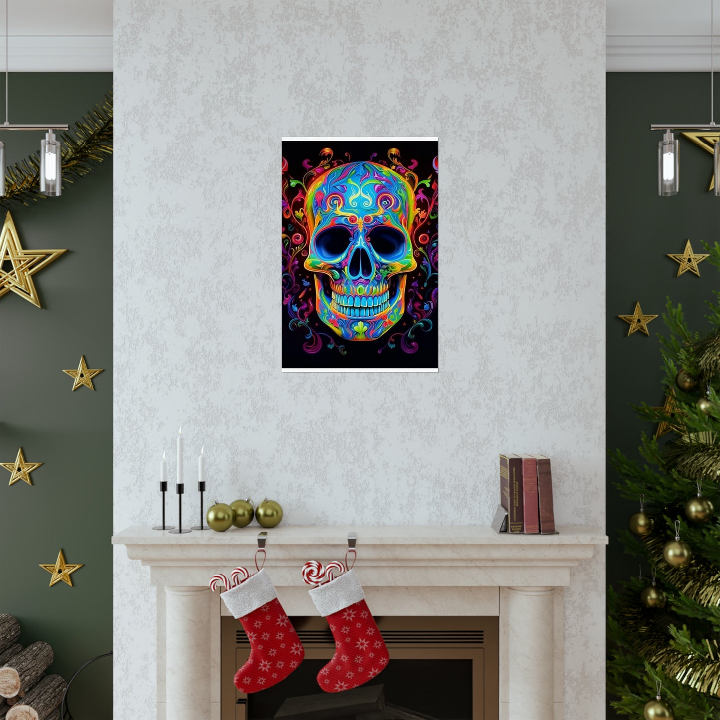 Premium Matte Vertical Posters Macro Skull Color 4
