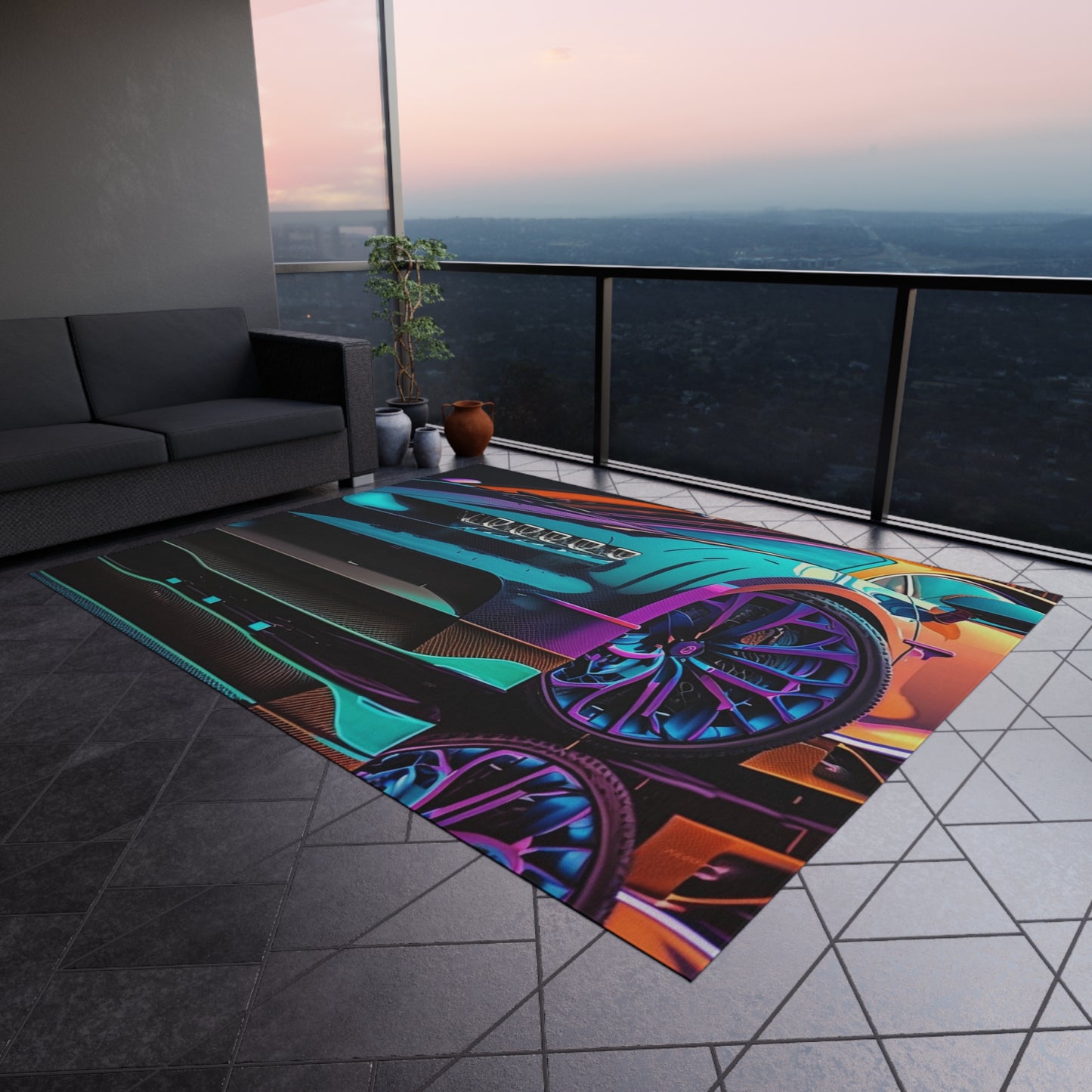 Outdoor Rug  Bugatti Neon Chiron 1