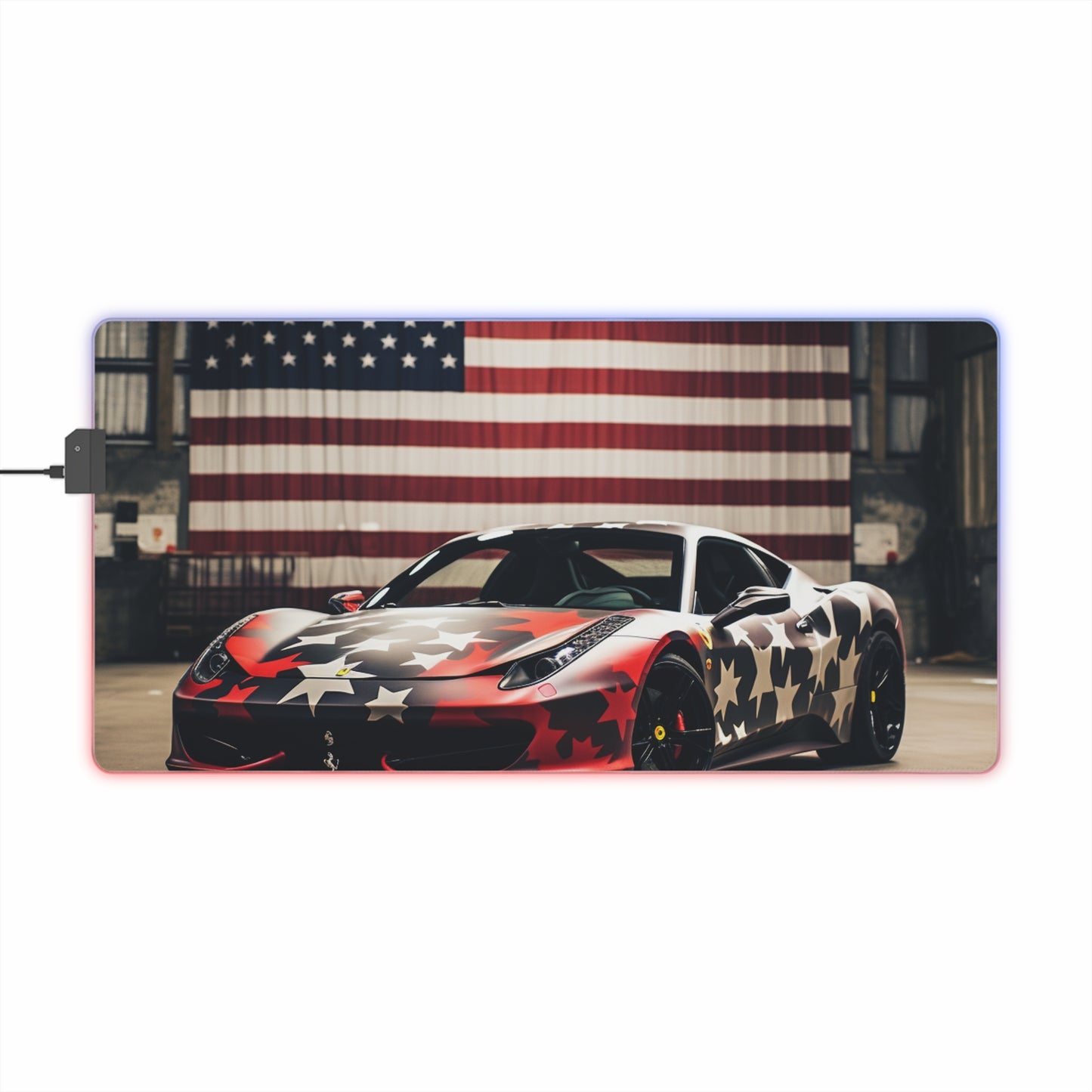 LED Gaming Mouse Pad American Flag Farrari 1