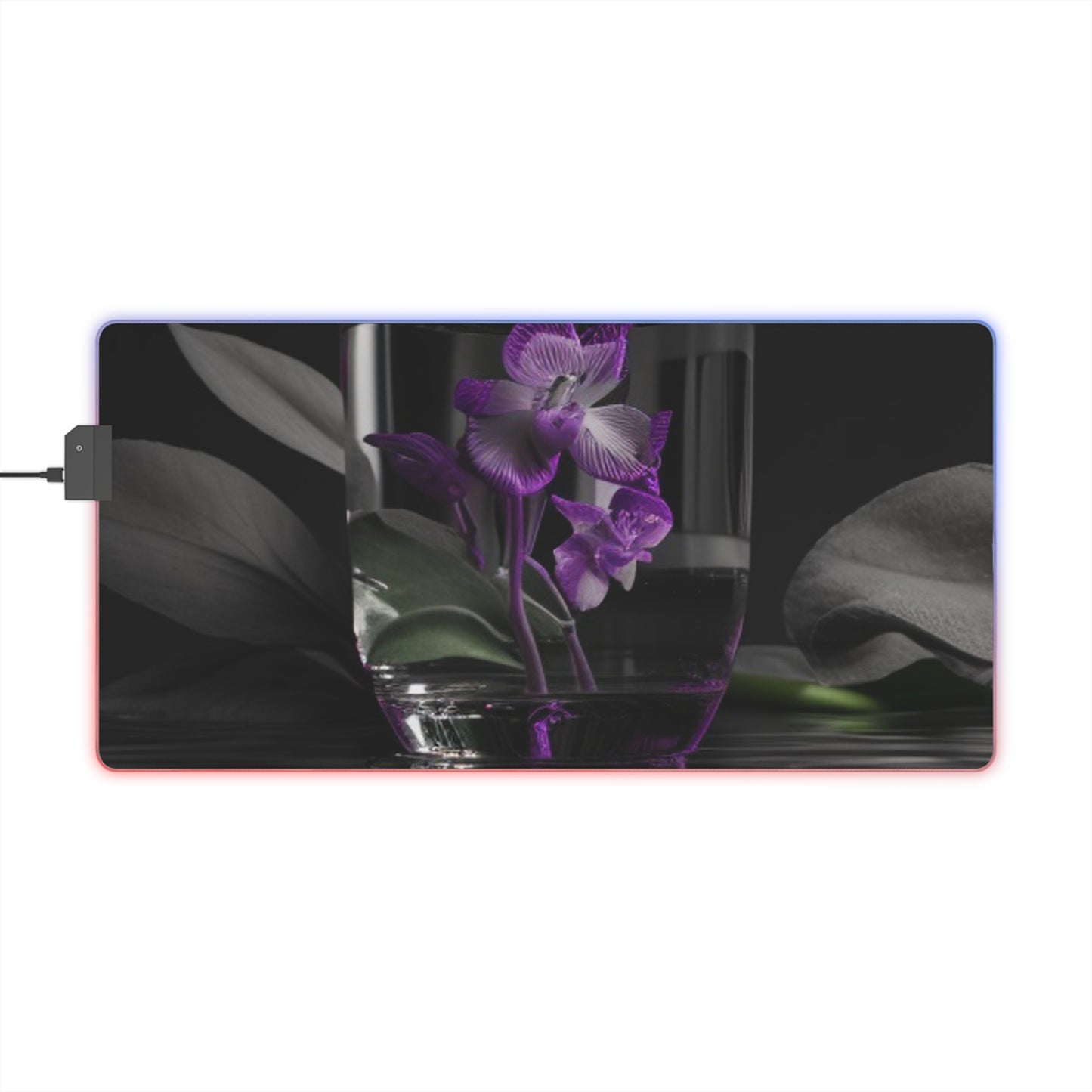 LED Gaming Mouse Pad Purple Orchid Glass vase 1