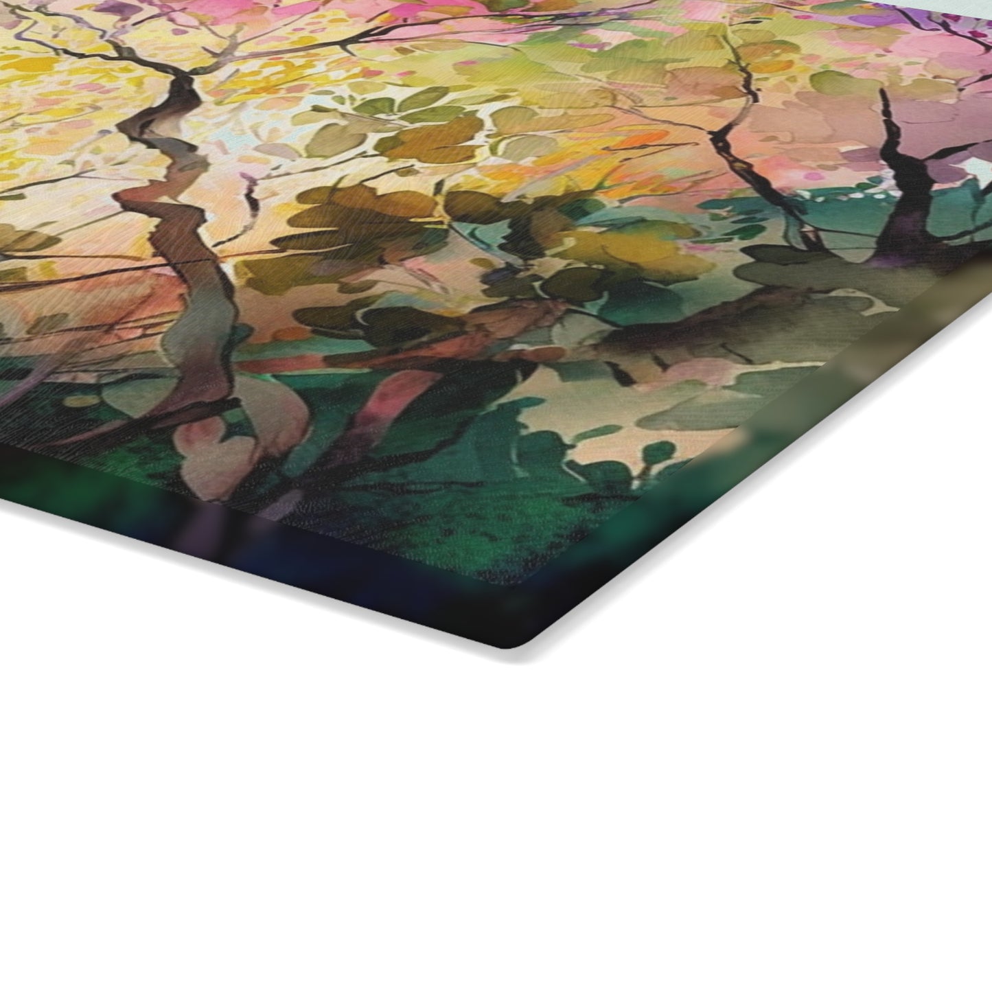 Glass Cutting Board Mother Nature Bright Spring Colors Realistic Watercolor 2