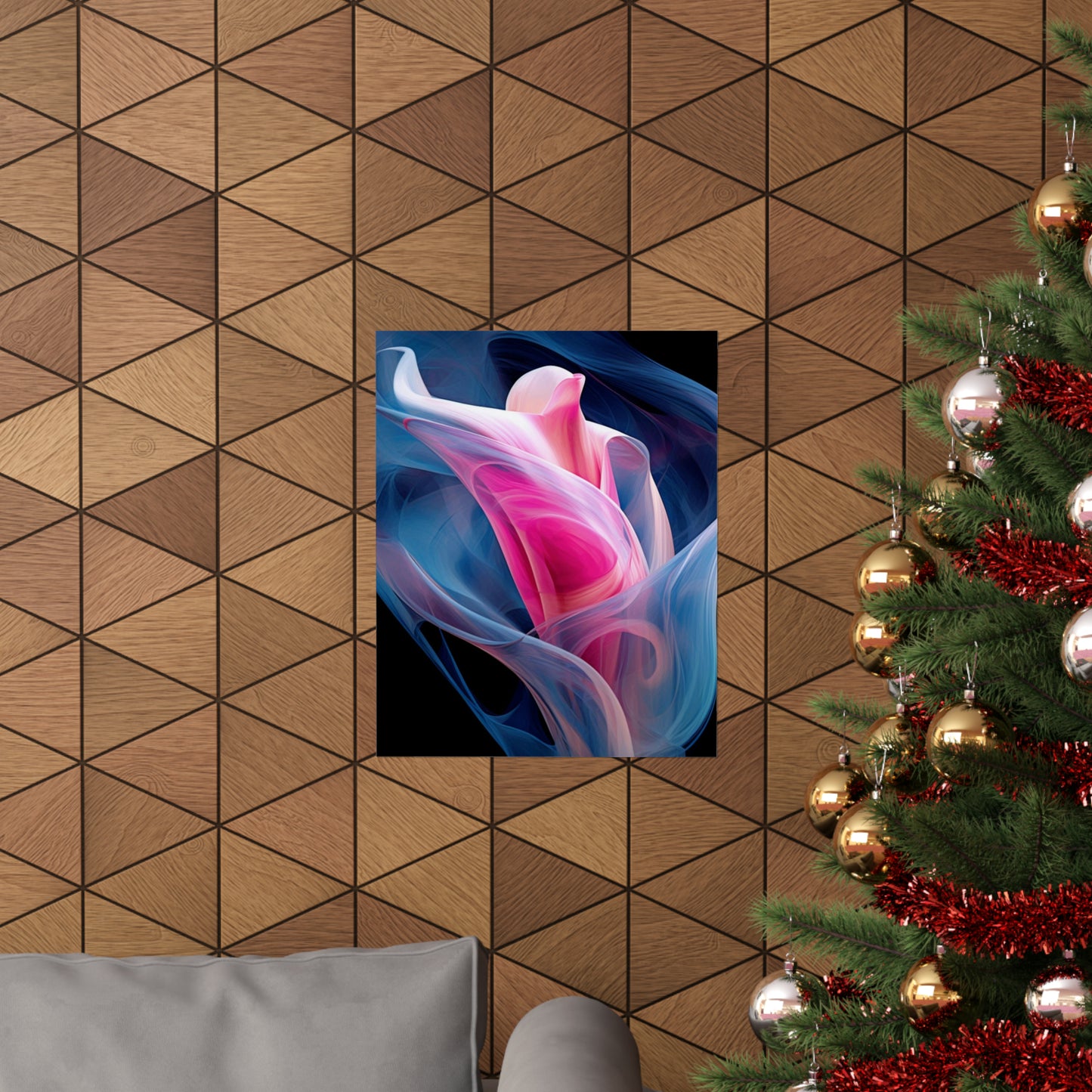 Premium Matte Vertical Posters Pink & Blue Tulip Rose 3
