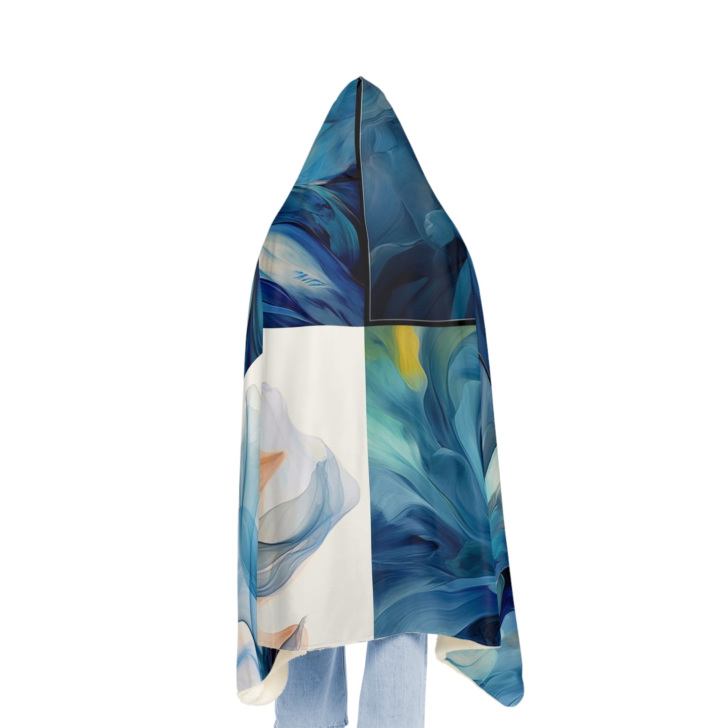 Snuggle Hooded Blanket Blue Tluip Abstract 5