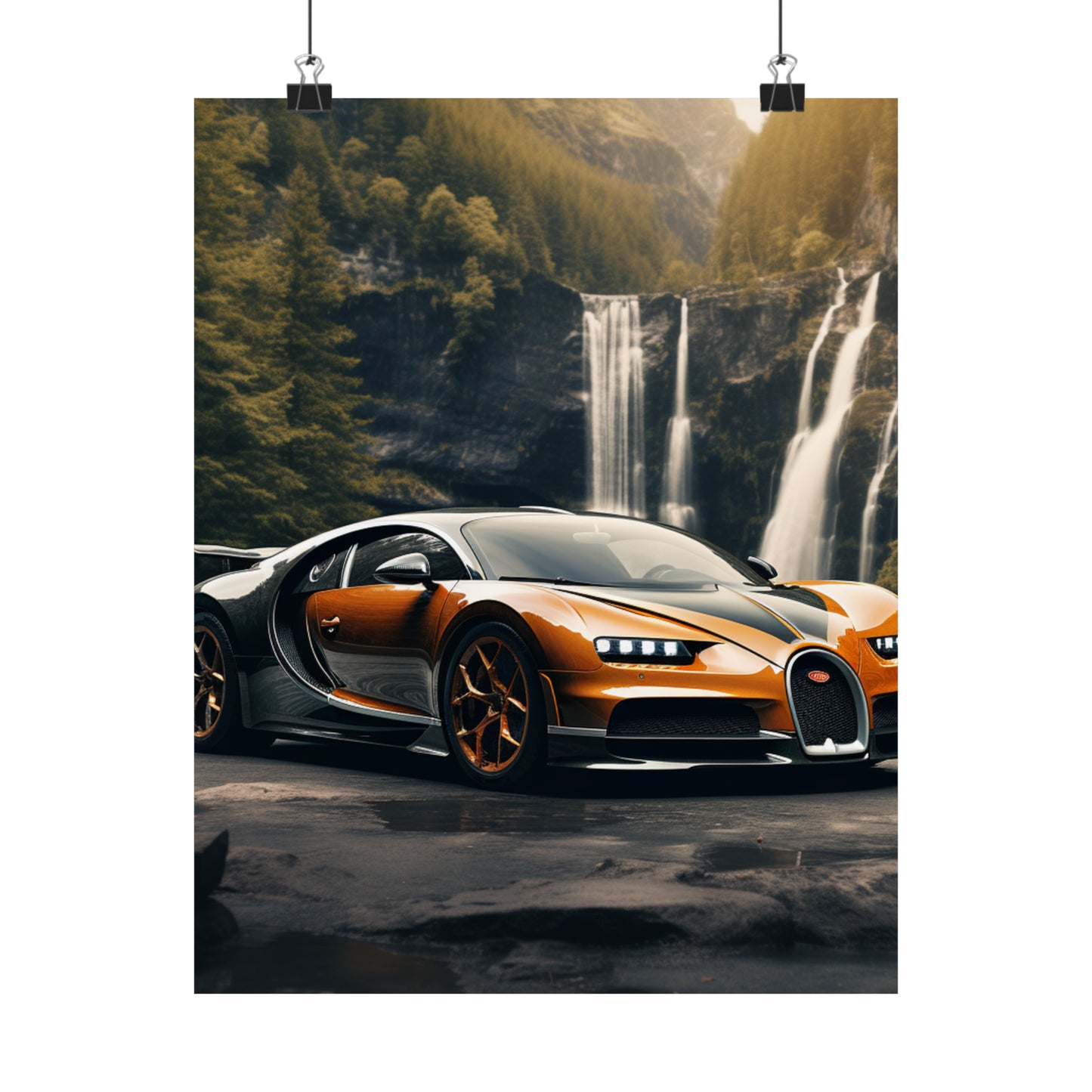 Premium Matte Vertical Posters Bugatti Waterfall 3