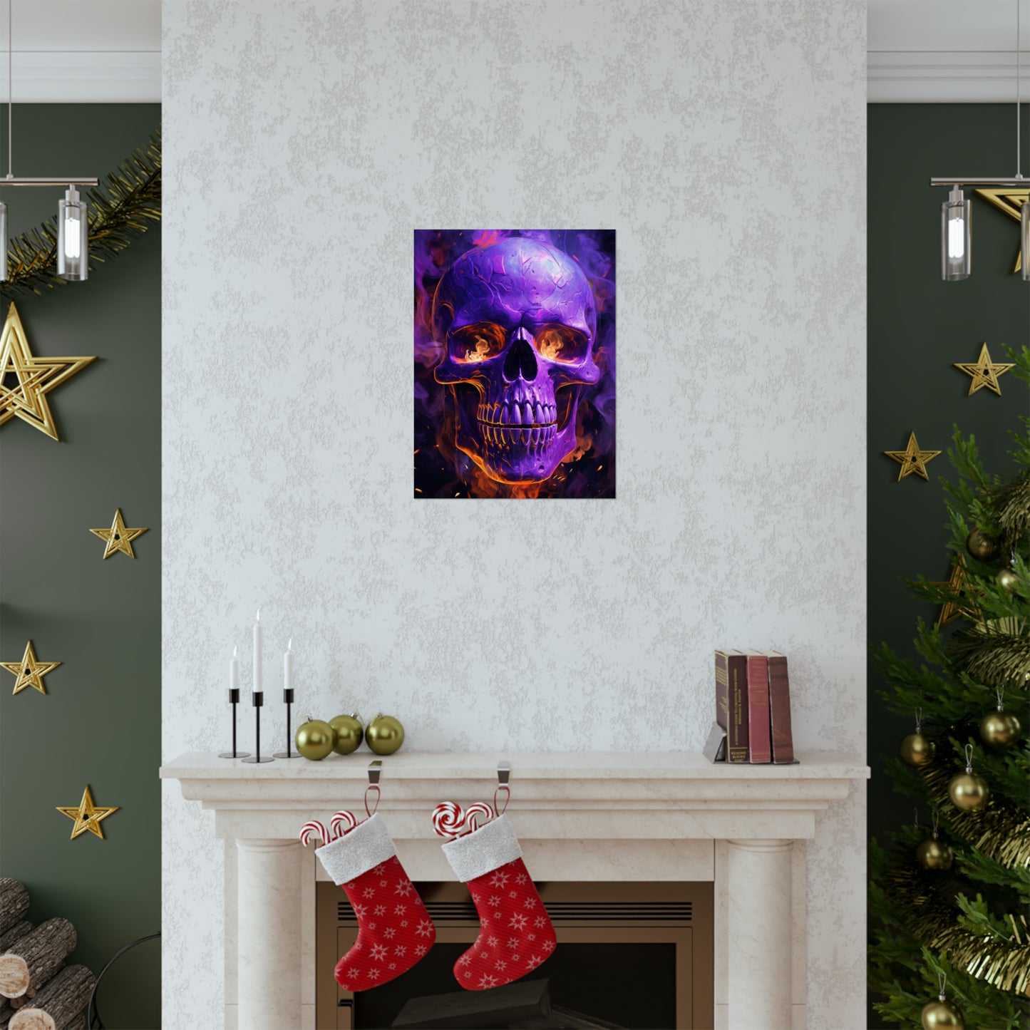 Premium Matte Vertical Posters Skull Flames 1