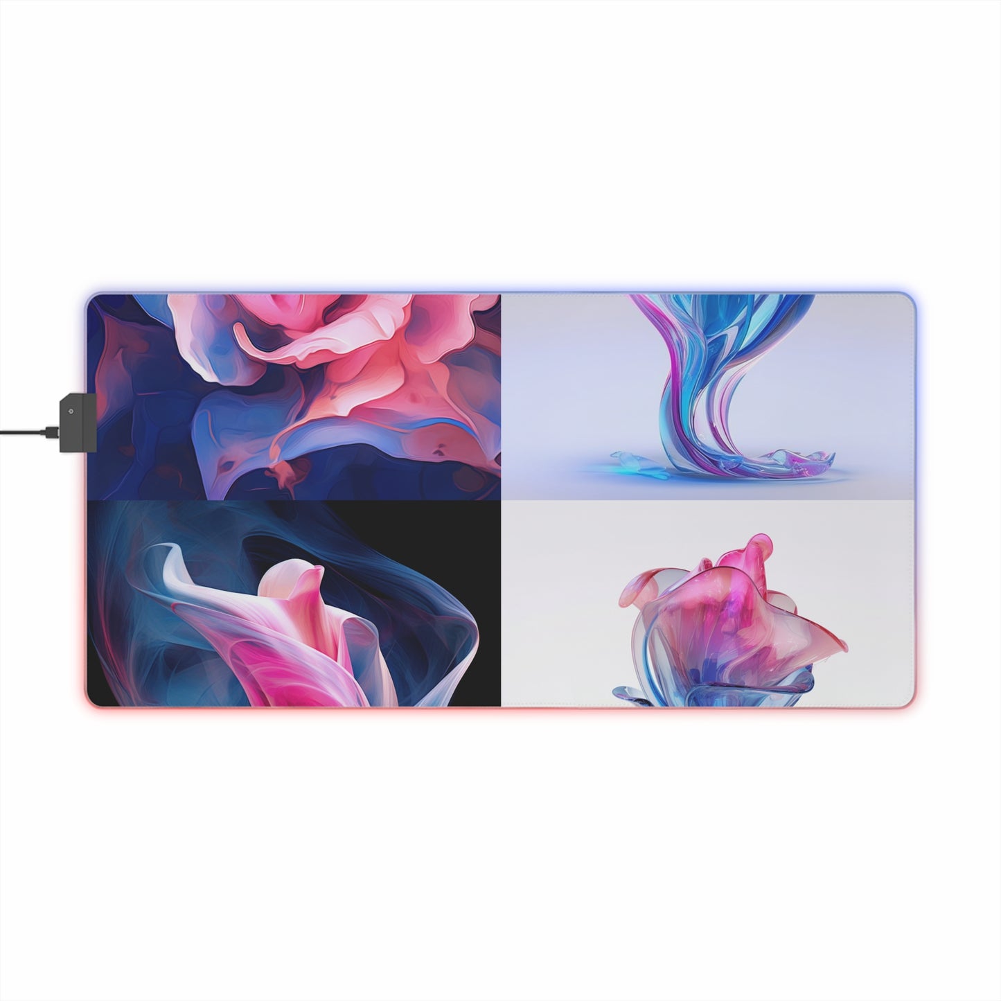 LED Gaming Mouse Pad Pink & Blue Tulip Rose 5