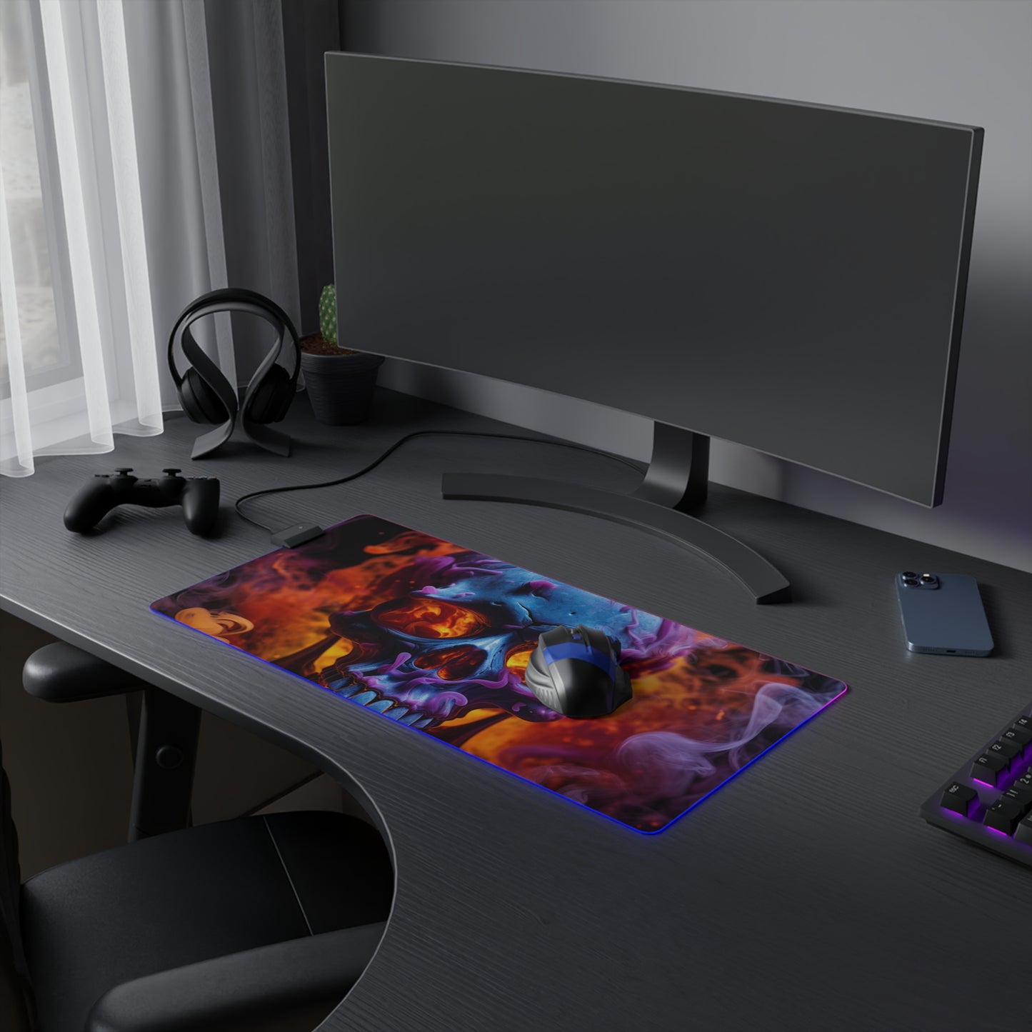 LED Gaming Mouse Pad Macro Skull 3