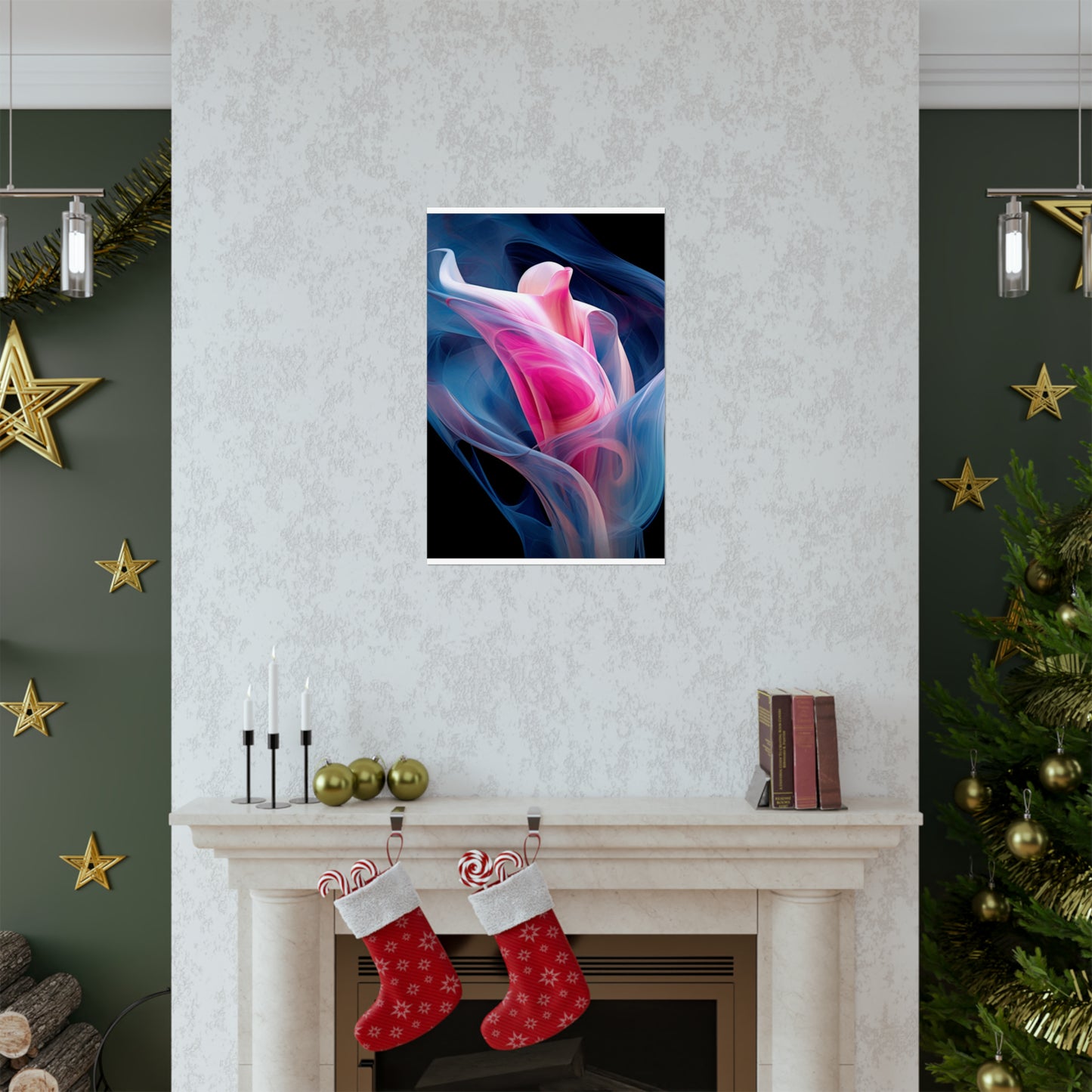 Premium Matte Vertical Posters Pink & Blue Tulip Rose 3
