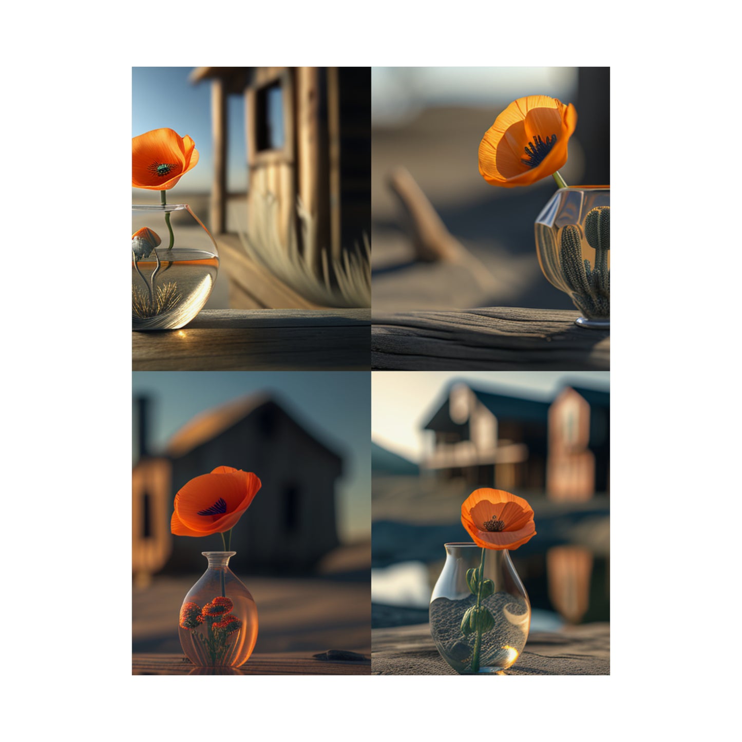 Premium Matte Vertical Posters Orange Poppy in a Vase 5