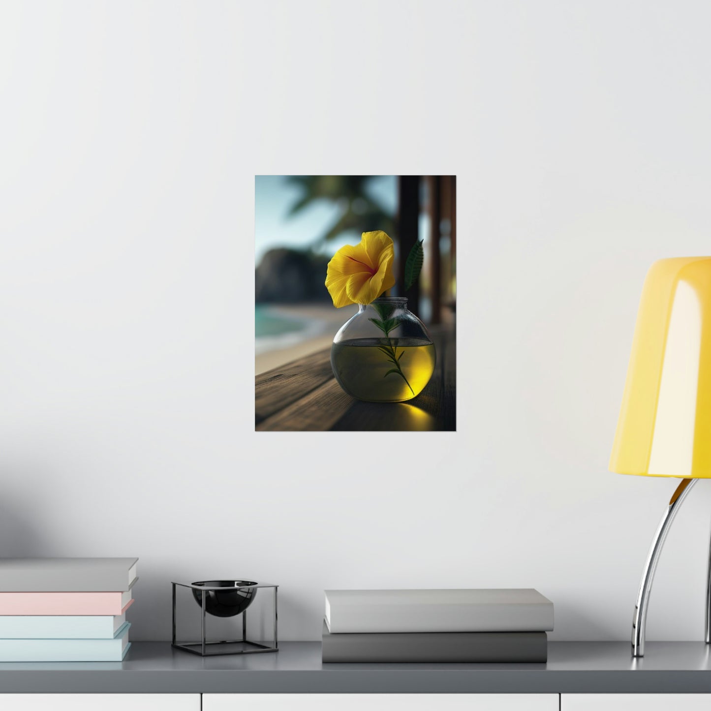 Premium Matte Vertical Posters Yellow Hibiscus Wood 3