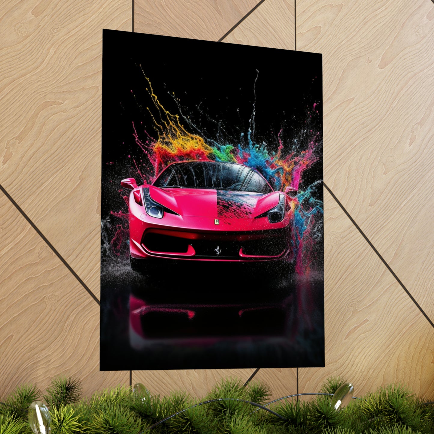 Premium Matte Vertical Posters Ferrari Water Splash 2