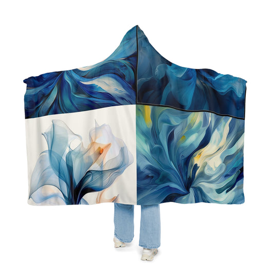 Snuggle Hooded Blanket Blue Tluip Abstract 5