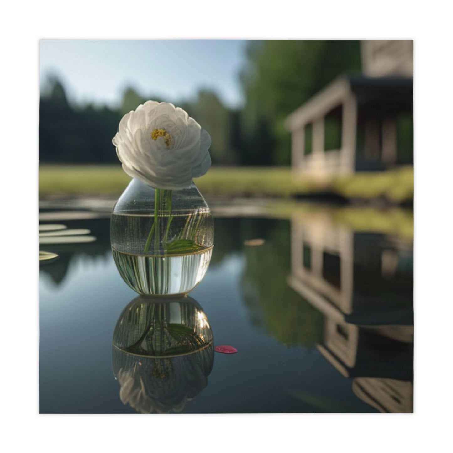 Tablecloth White Peony glass vase 1