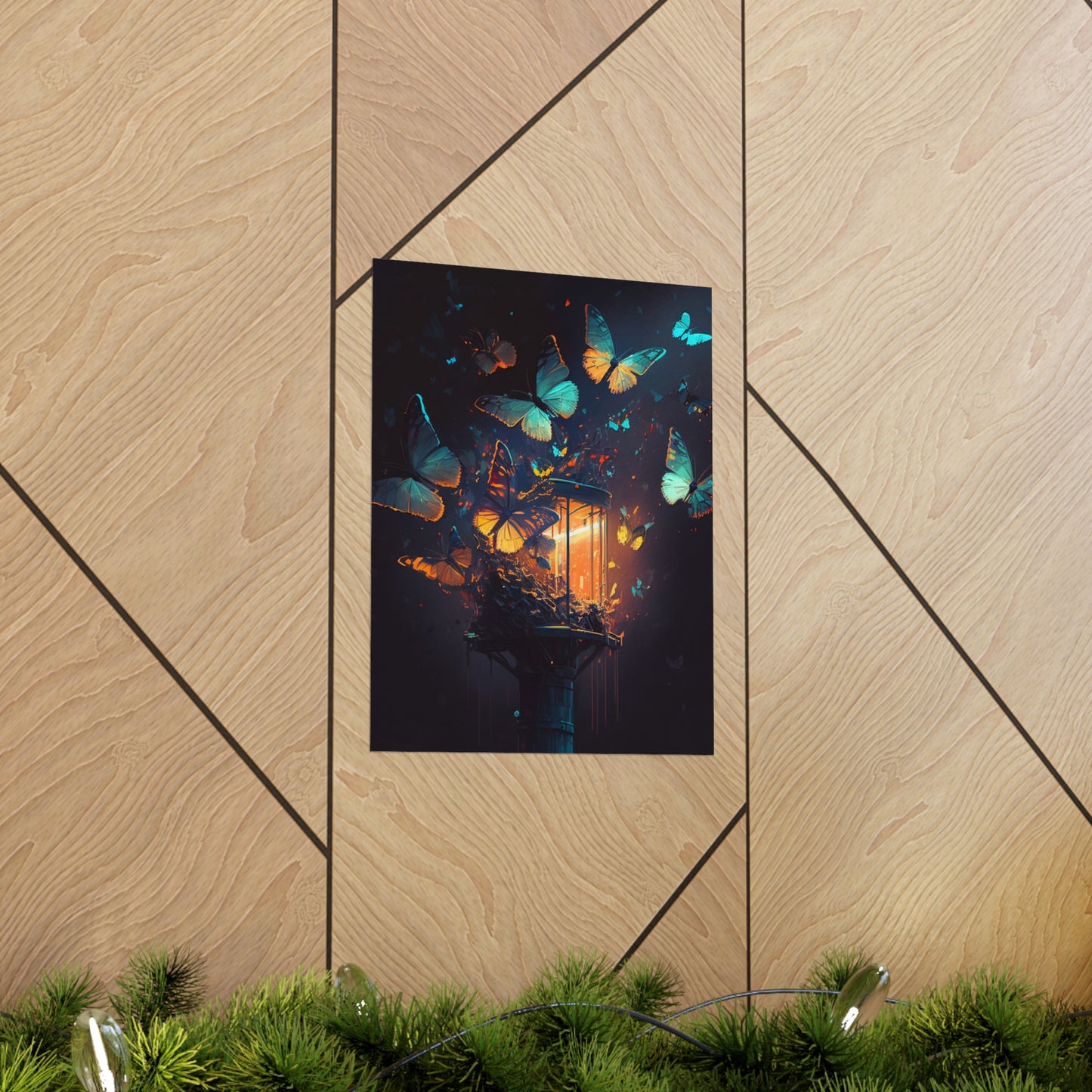 Premium Matte Vertical Posters Street Light Butterfly 1