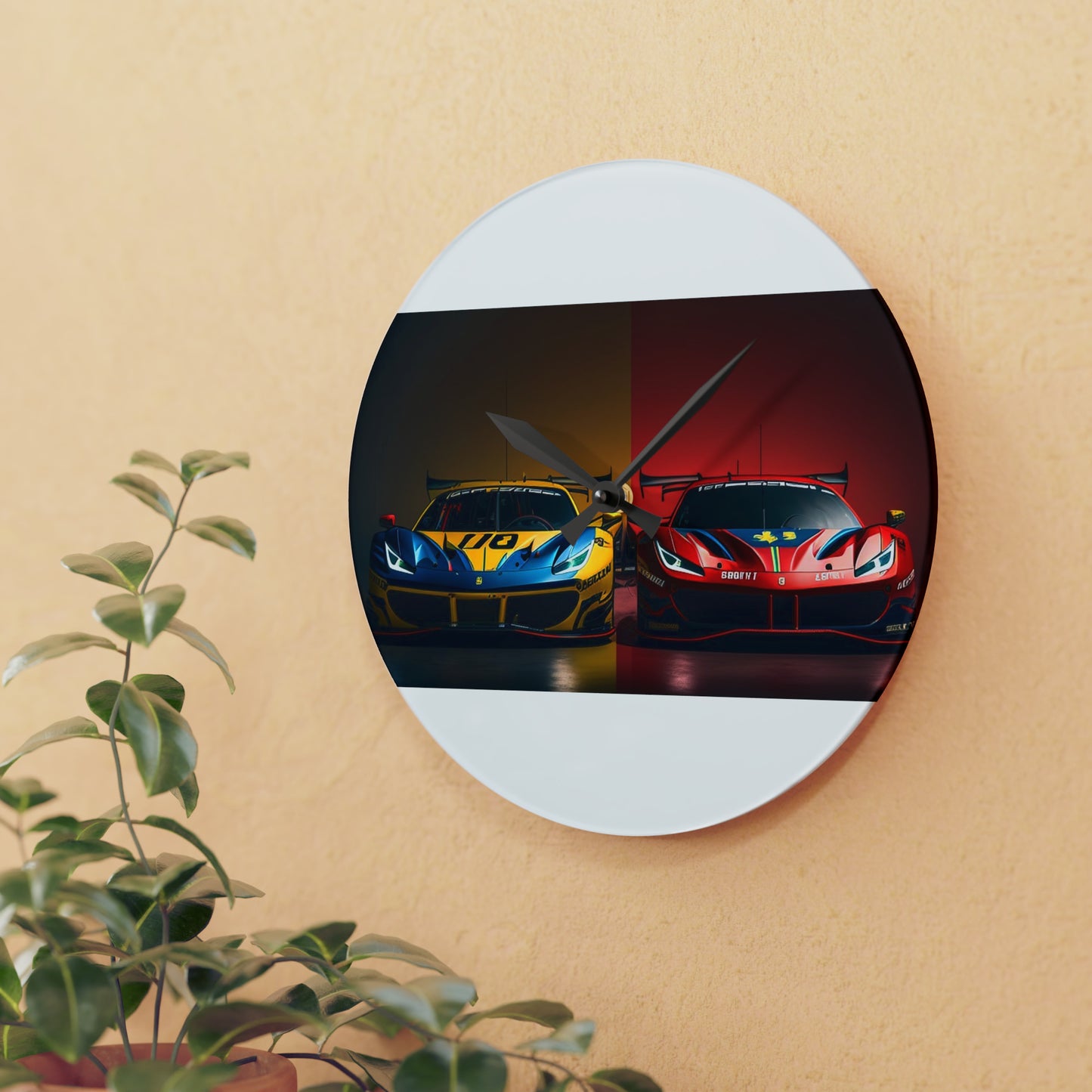 Acrylic Wall Clock Ferrari Red Blue 3