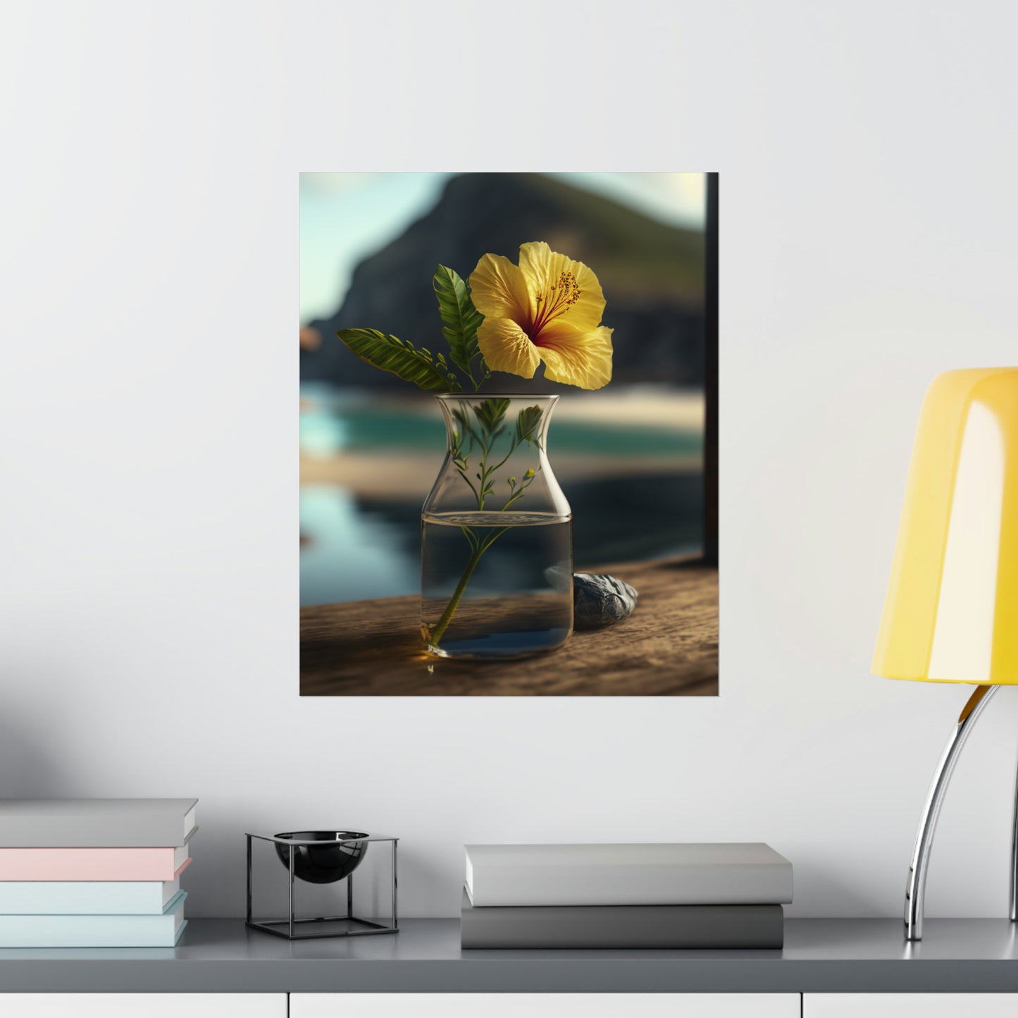 Premium Matte Vertical Posters Yellow Hibiscus Wood 4