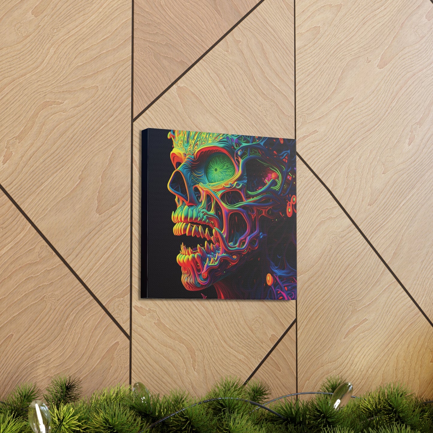 Canvas Gallery Wraps Florescent Skull Death 1