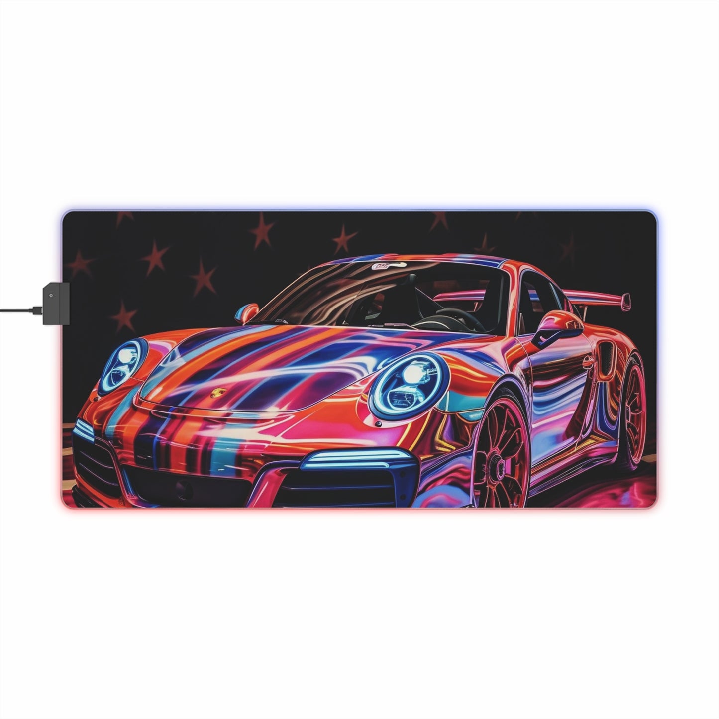 LED Gaming Mouse Pad American Flag Colored Porsche 4