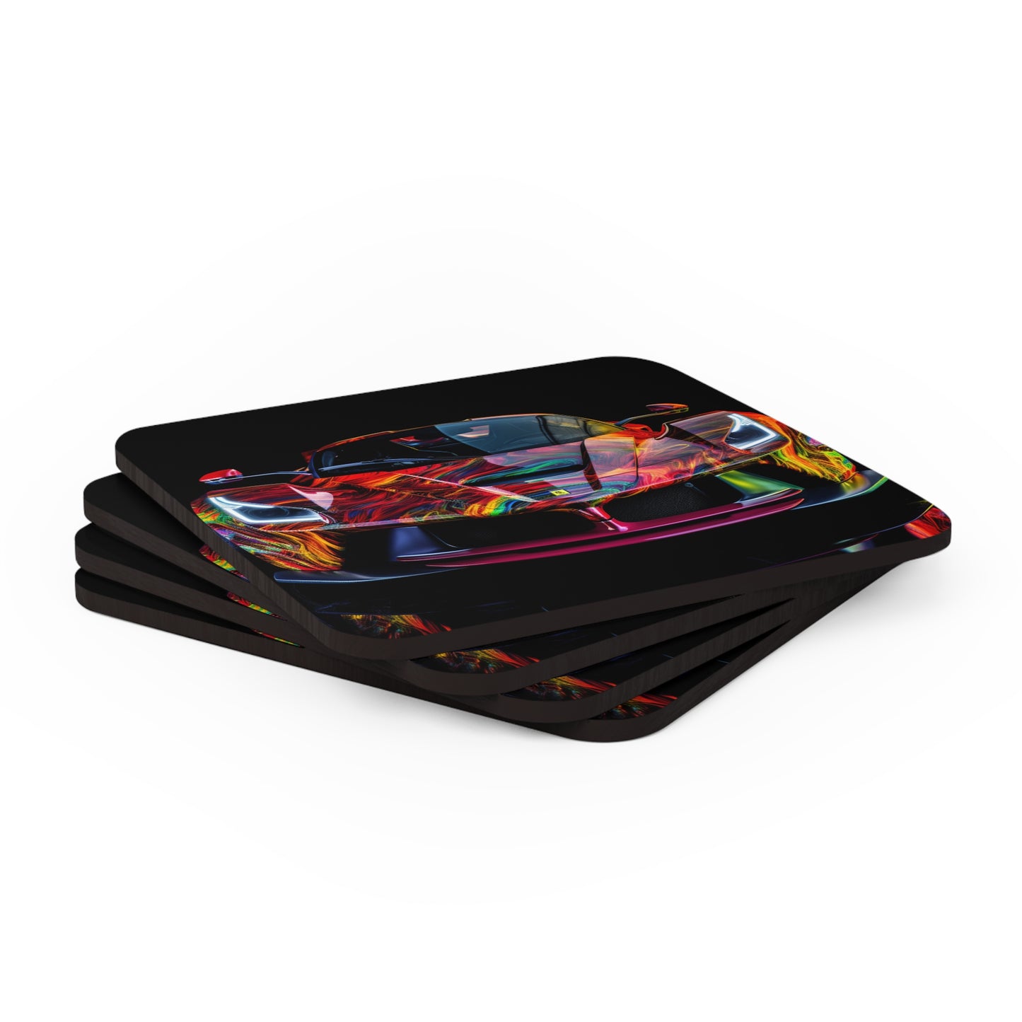 Corkwood Coaster Set Ferrari Neon 3