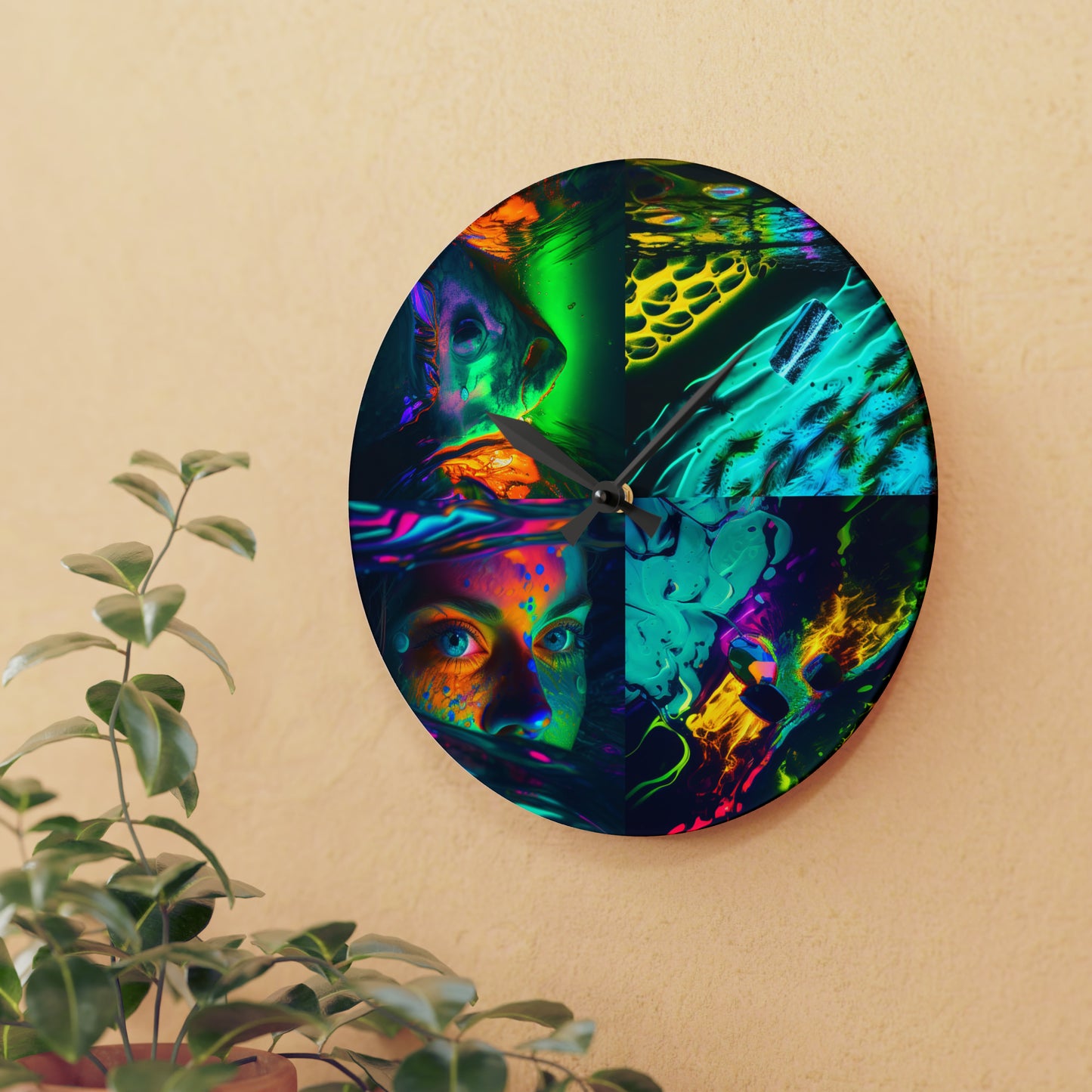 Acrylic Wall Clock Florescent Glow 5