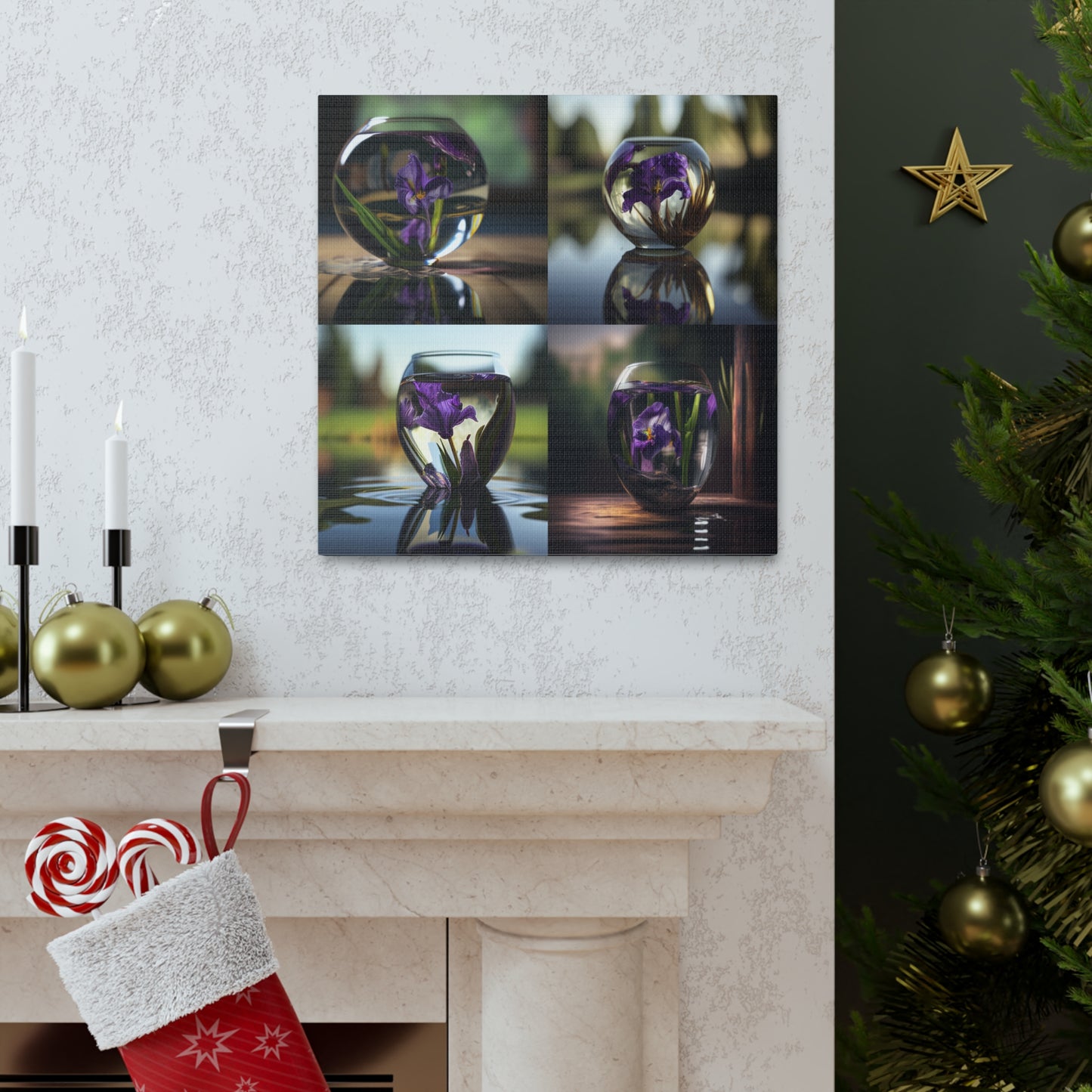 Canvas Gallery Wraps Purple Iris in a vase 5