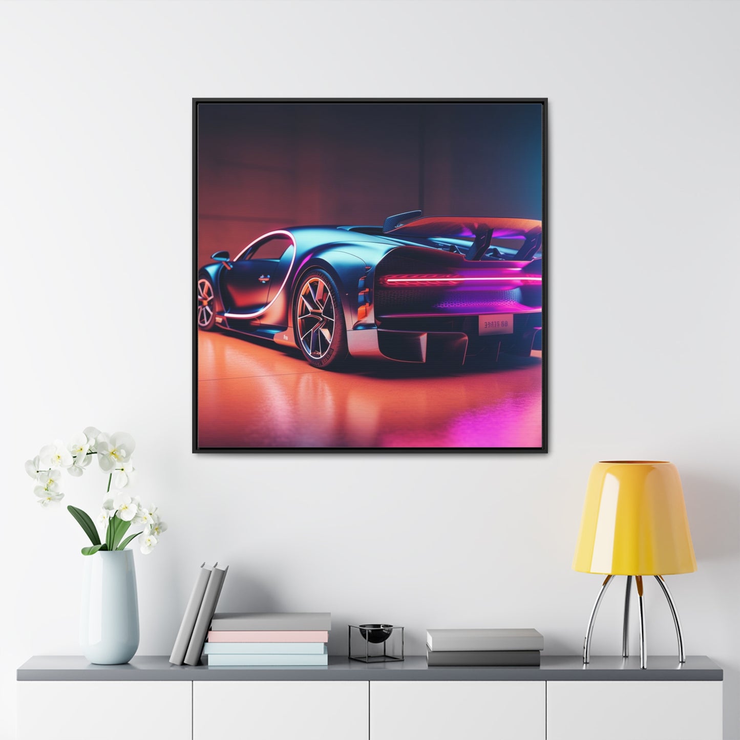 Gallery Canvas Wraps, Square Frame Hyper Bugatti Neon Chiron 2