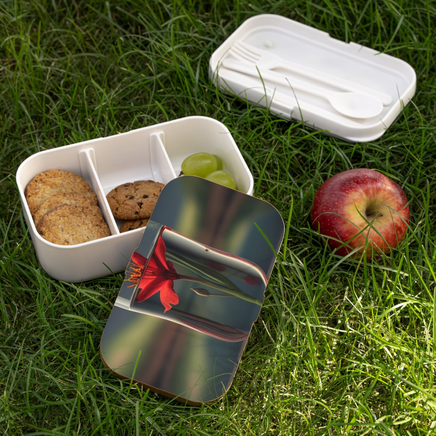 Bento Lunch Box Red Lily in a Glass vase 1