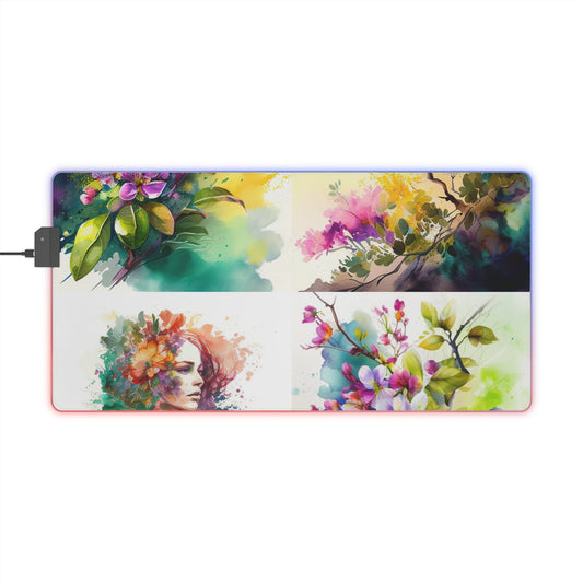 LED Gaming Mouse Pad Mother Nature Bright Spring Colors Realistic Watercolor 5