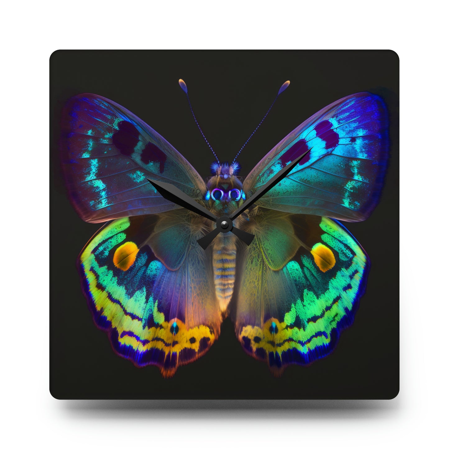 Acrylic Wall Clock Neon Hue Butterfly 4