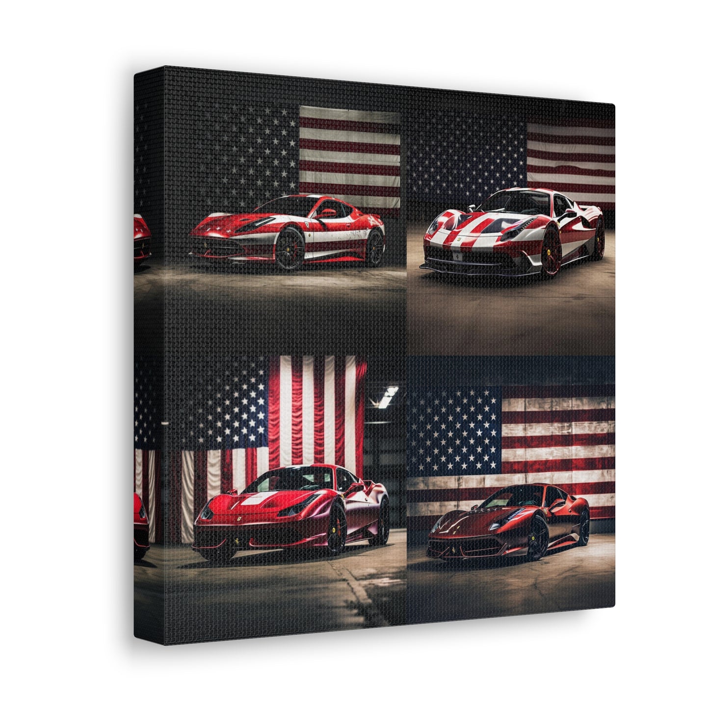 Canvas Gallery Wraps American Flag Background Ferrari 5