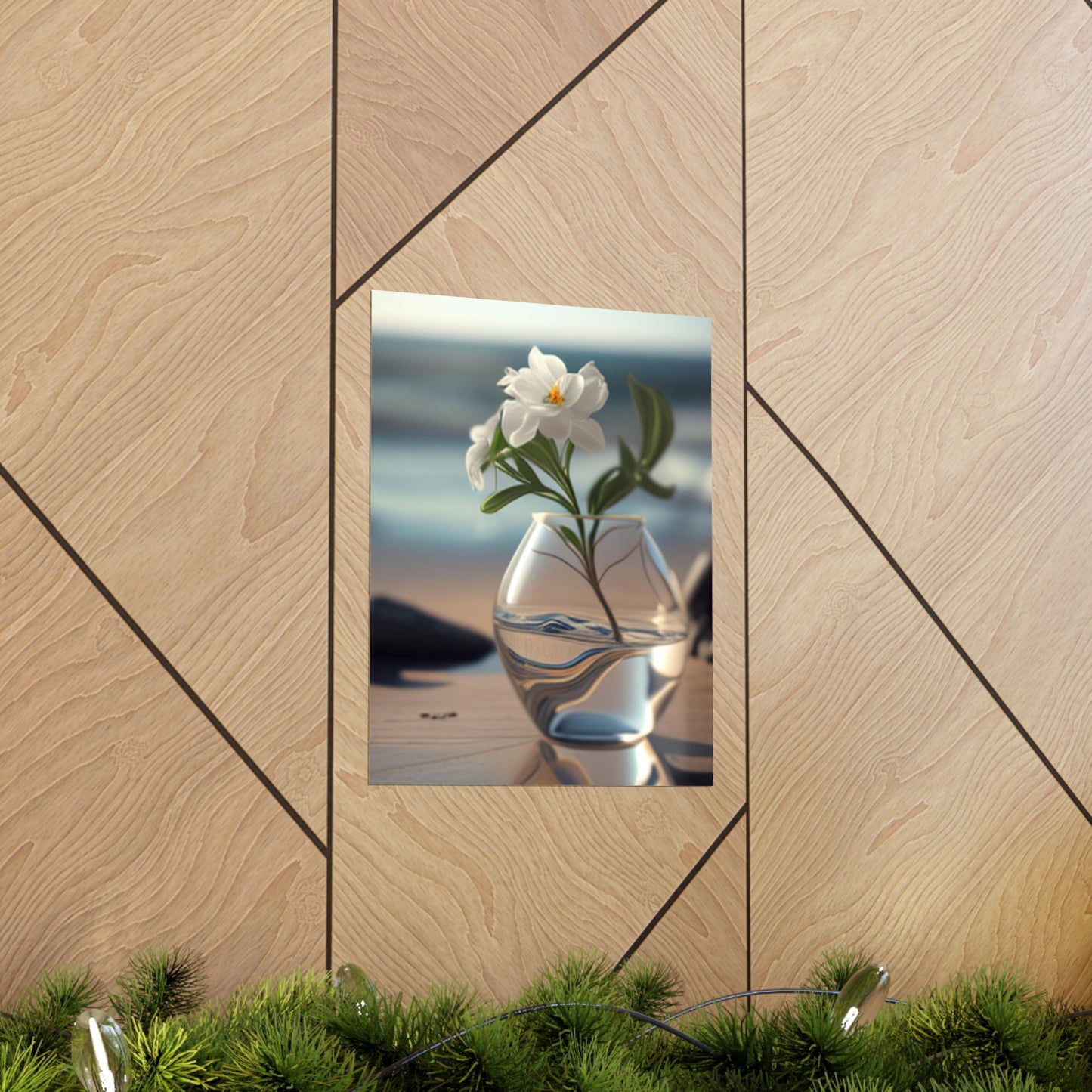 Premium Matte Vertical Posters Jasmine glass vase 3