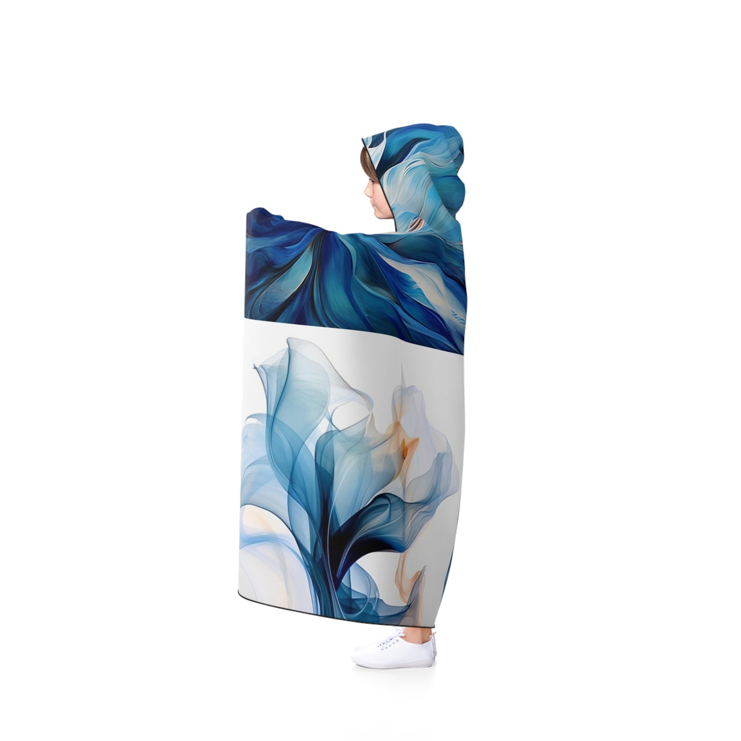 Hooded Blanket Blue Tluip Abstract 5