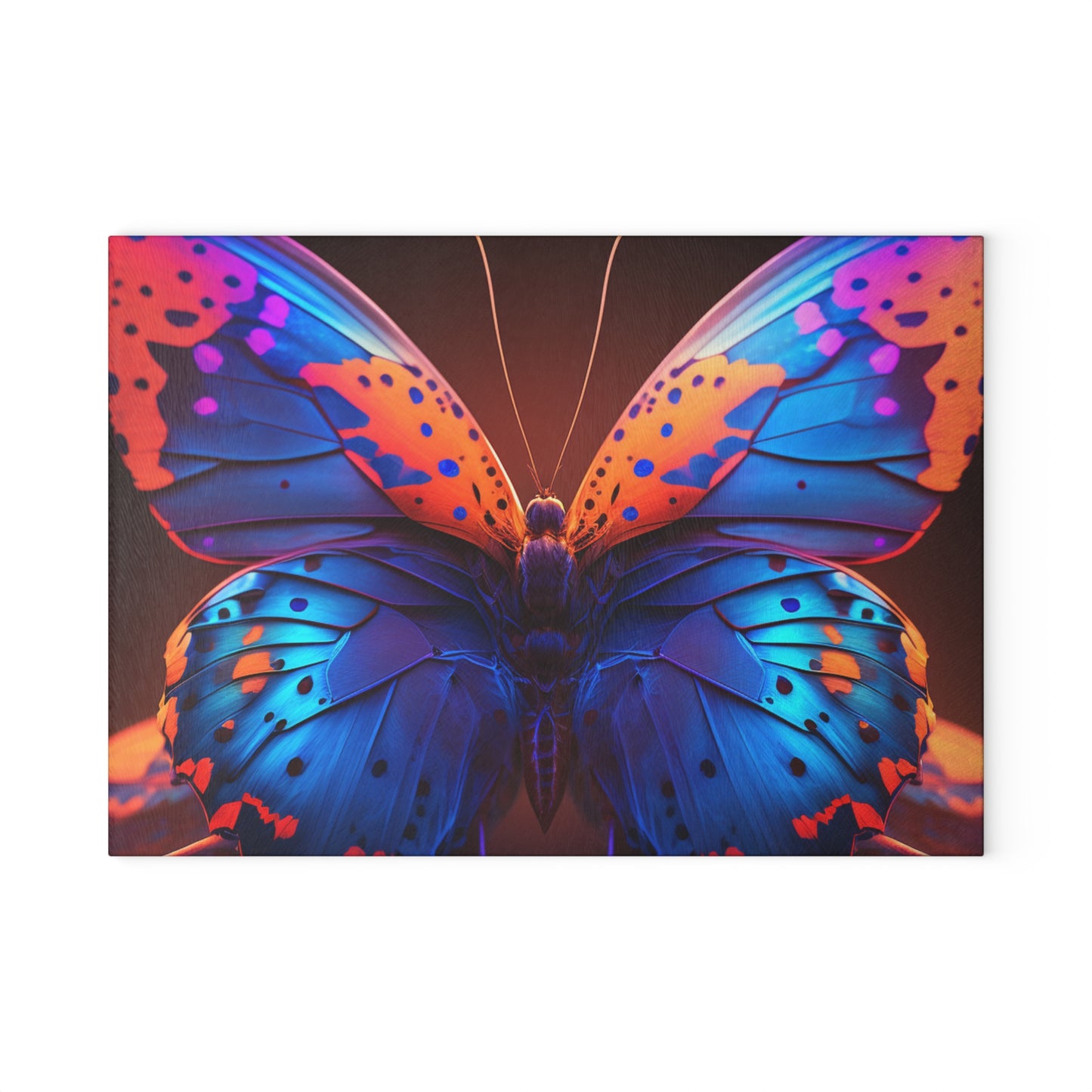 Glass Cutting Board Neon Butterfly Macro 3