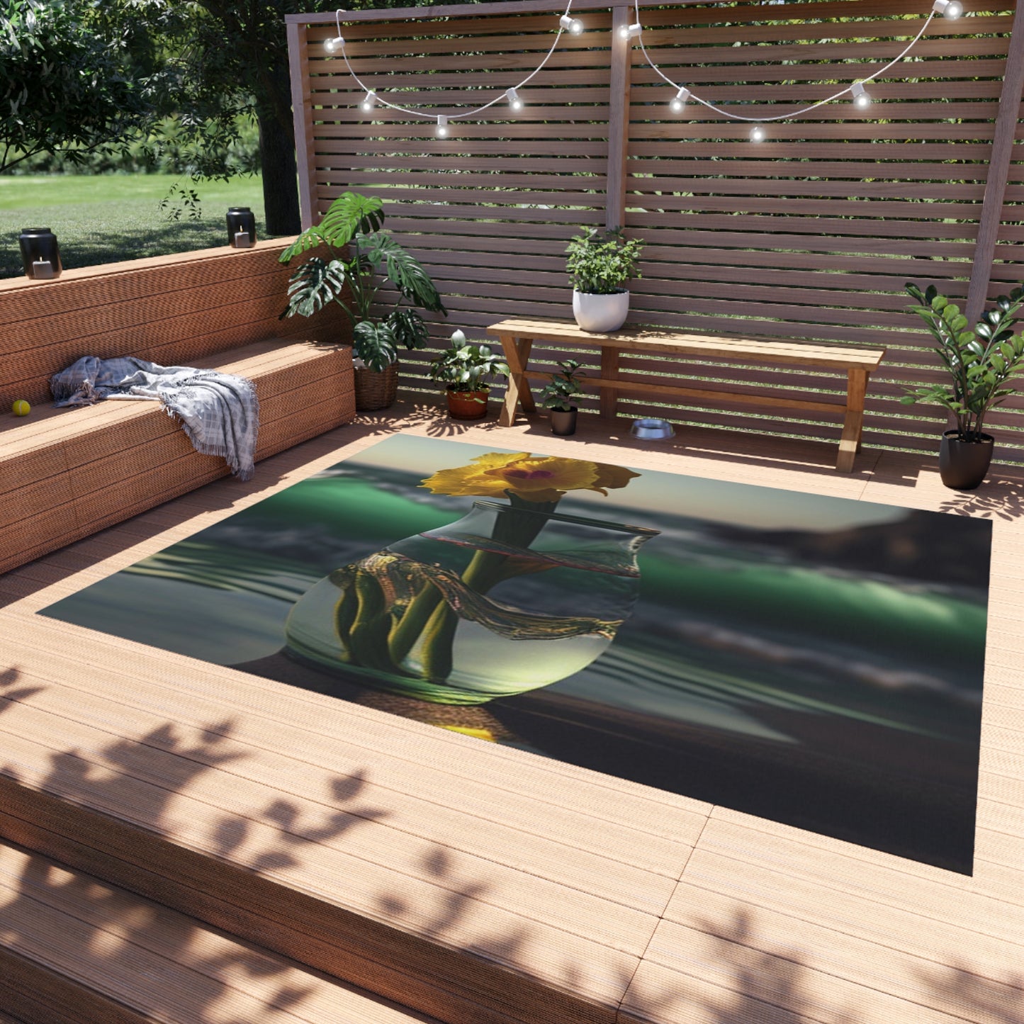 Outdoor Rug  Yellow Gladiolus glass 1