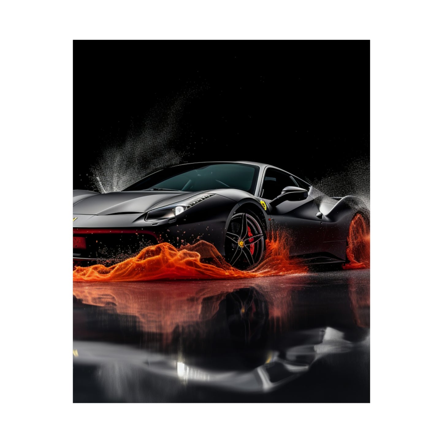 Premium Matte Vertical Posters Ferrari Water Splash 3