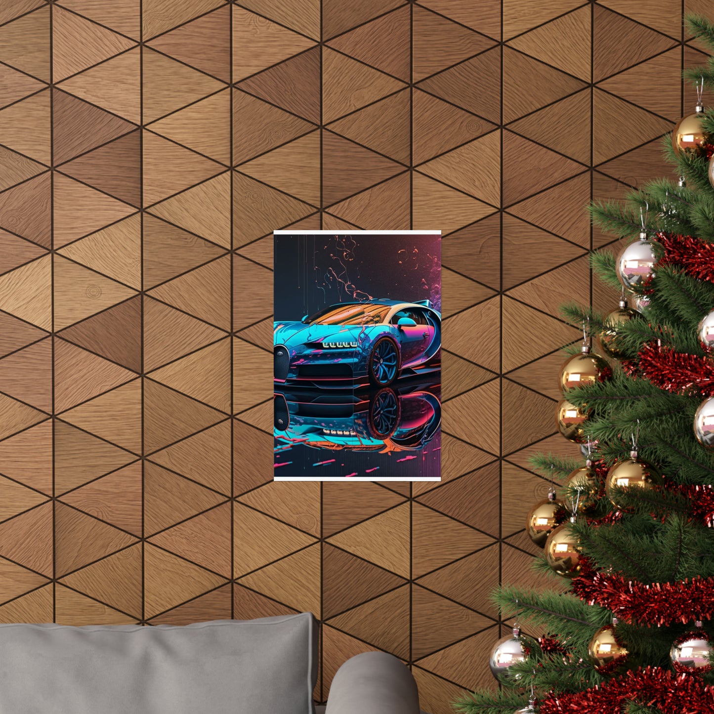 Premium Matte Vertical Posters Bugatti Neon Chiron 4