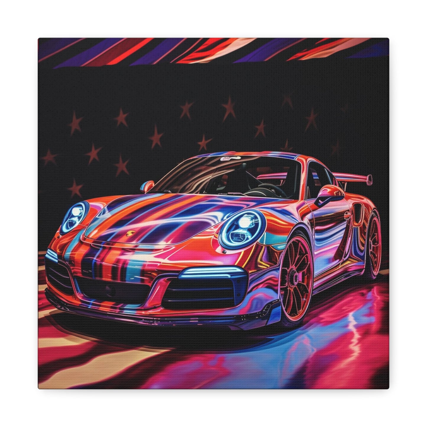 Canvas Gallery Wraps American Flag Colored Porsche 4