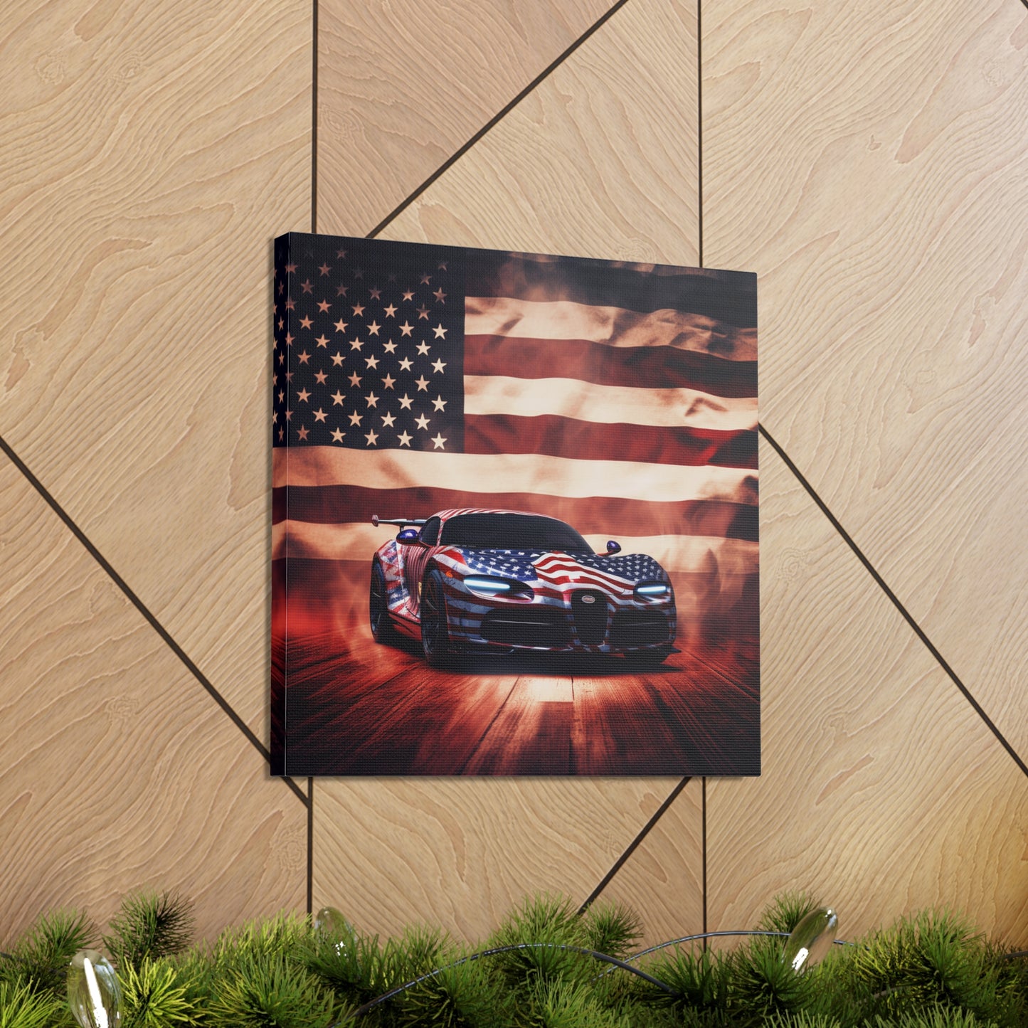 Canvas Gallery Wraps Abstract American Flag Background Bugatti 2