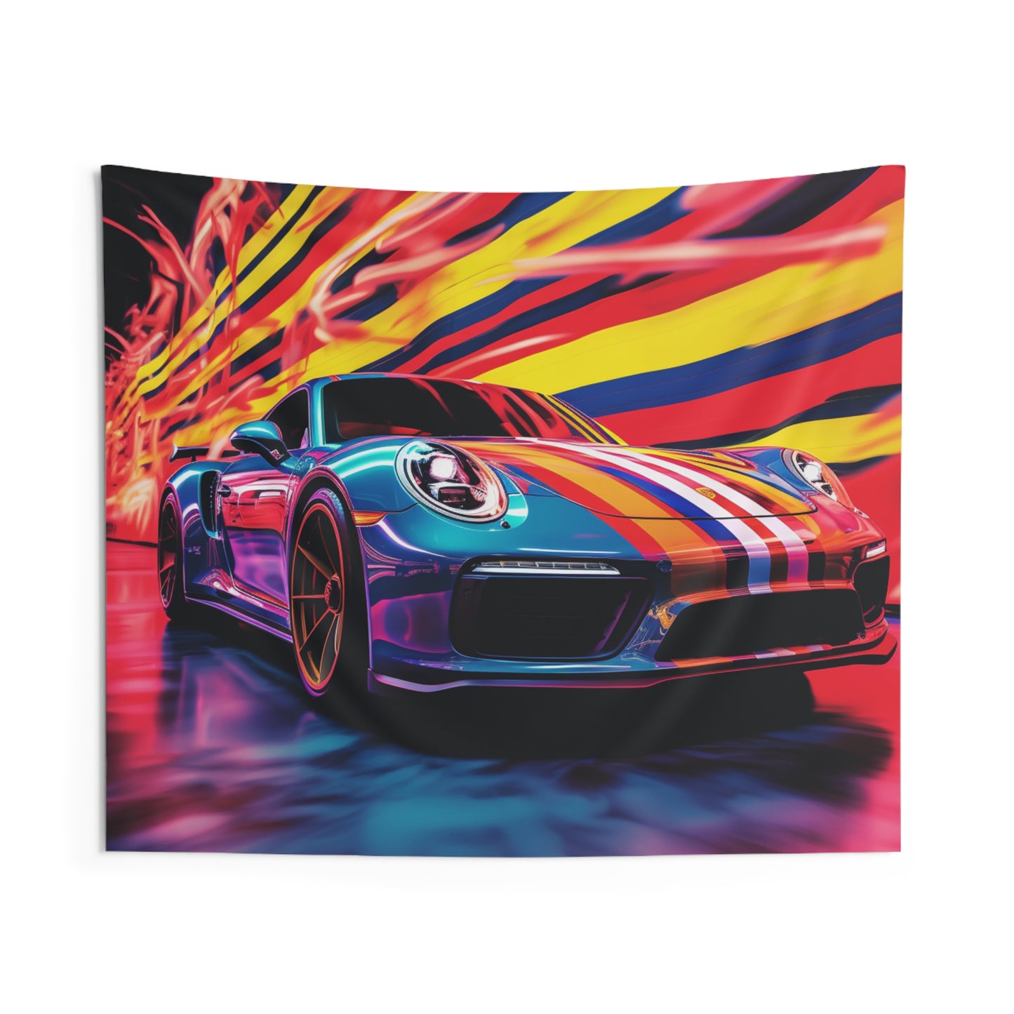 Indoor Wall Tapestries Macro American Flag Porsche 2